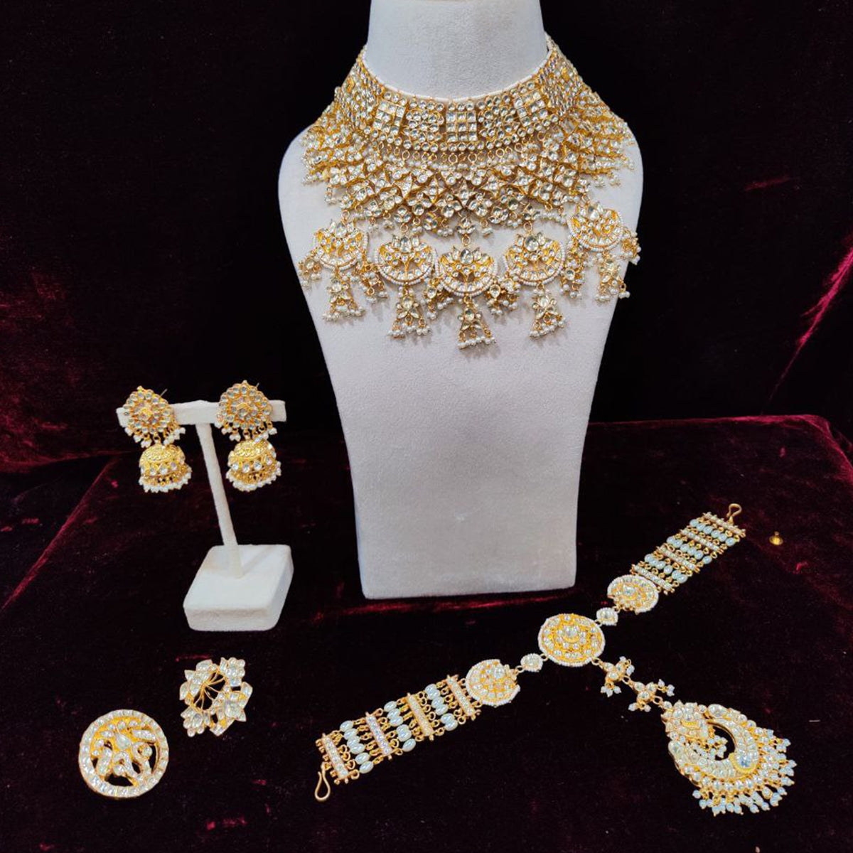 Chandini Lotus Bridal Necklace Set With Sheeshphool, Rings and Bangles