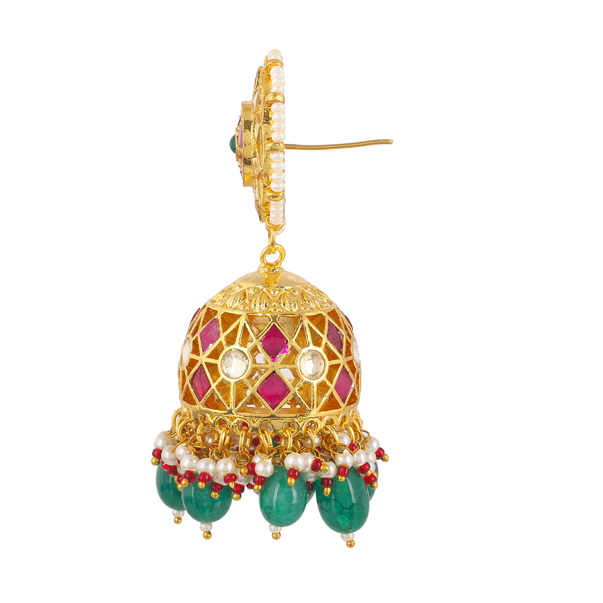 SJE028- Multi Colour Gold Plated Jhumkas