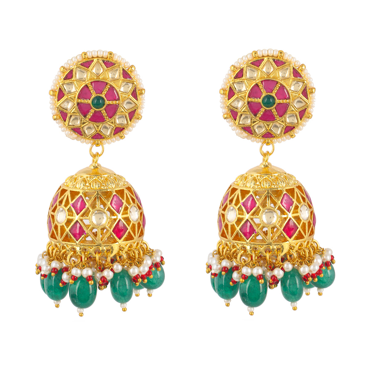 SJE028- Multi Colour Gold Plated Jhumkas