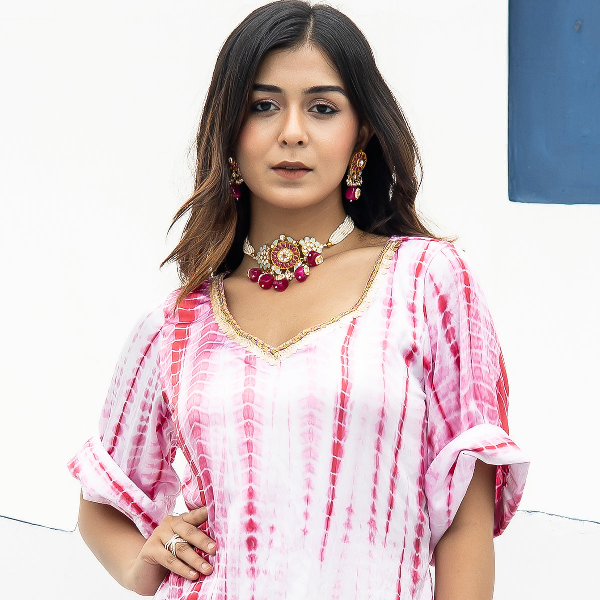 Dhumita Hot Pink Choker Set