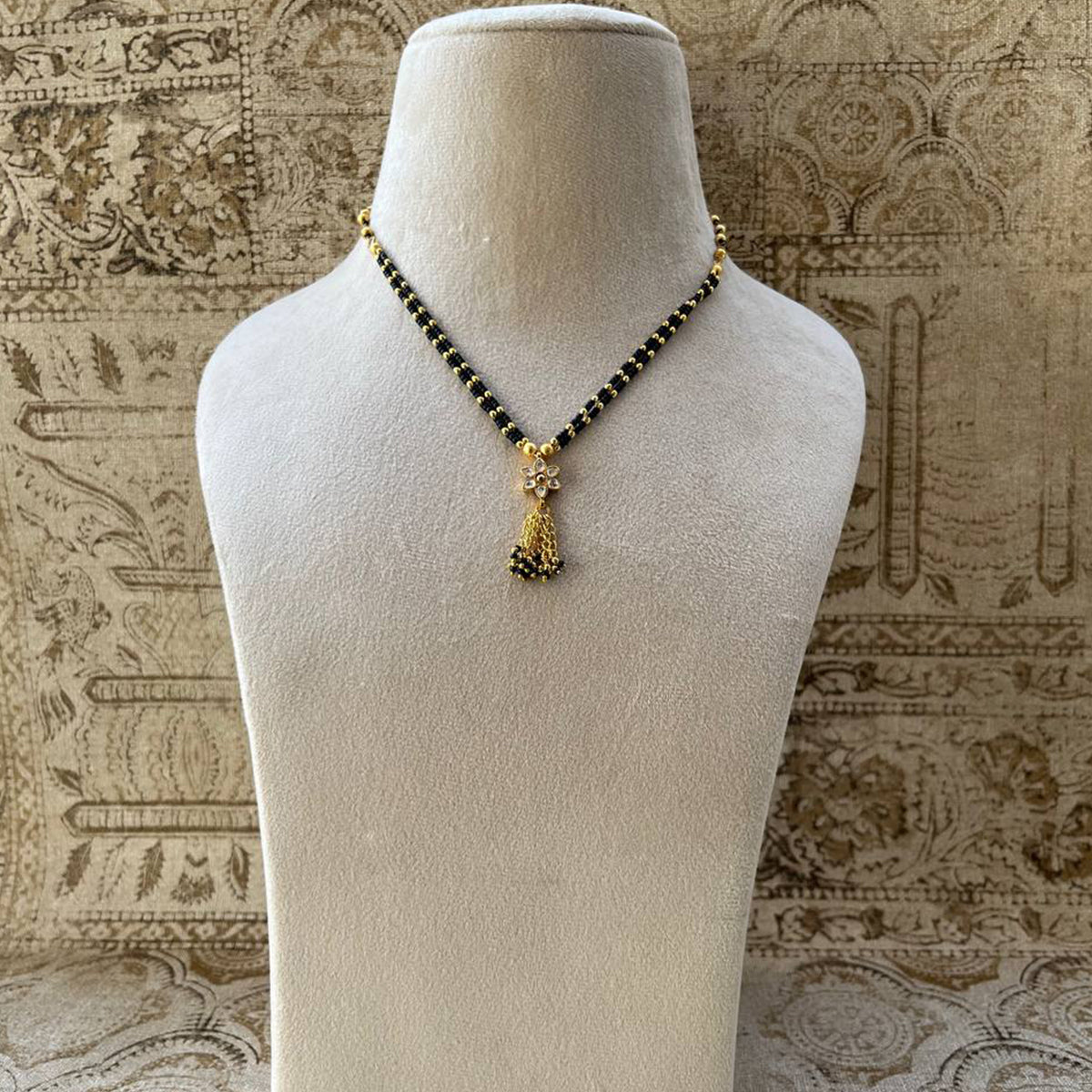 Aymee Kundan Black Pearl Beaded Mangalsutra
