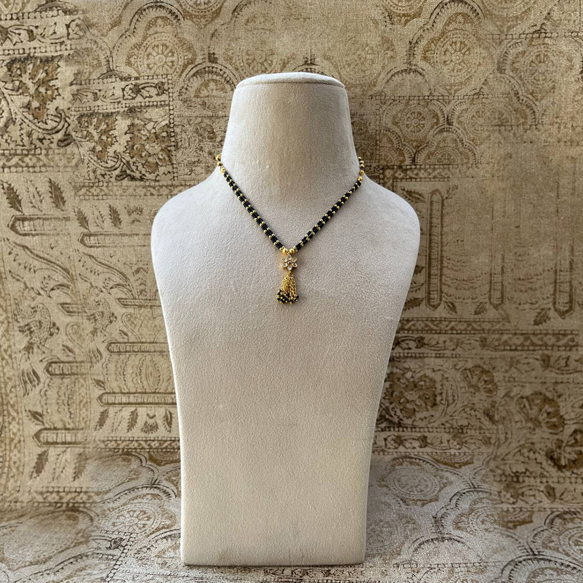 Aymee Kundan Black Pearl Beaded Mangalsutra