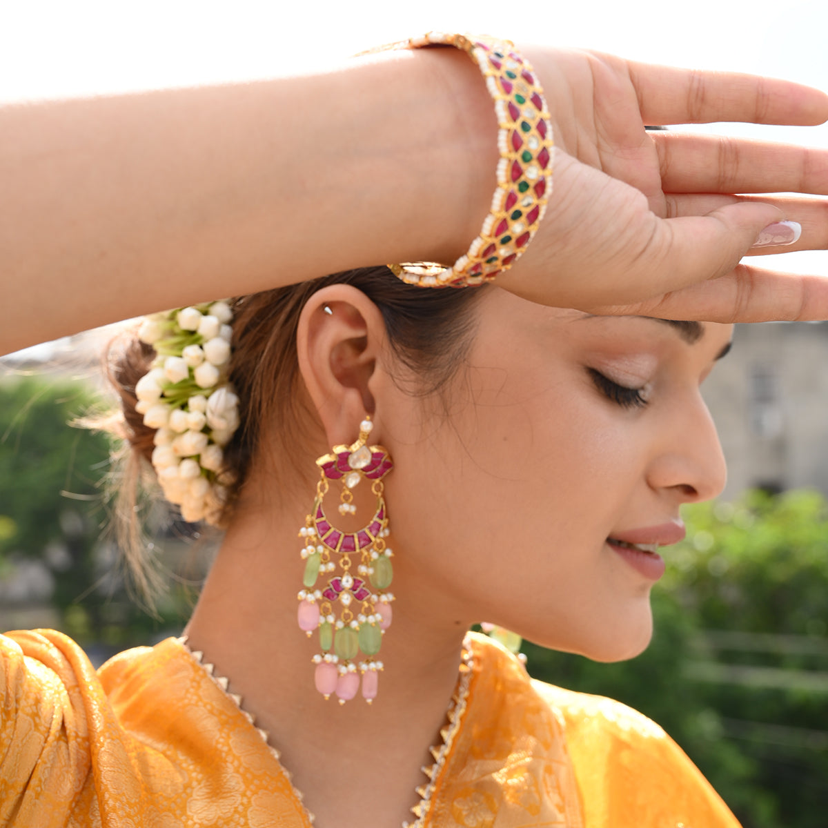 Rigved Pink Lotus Earrings