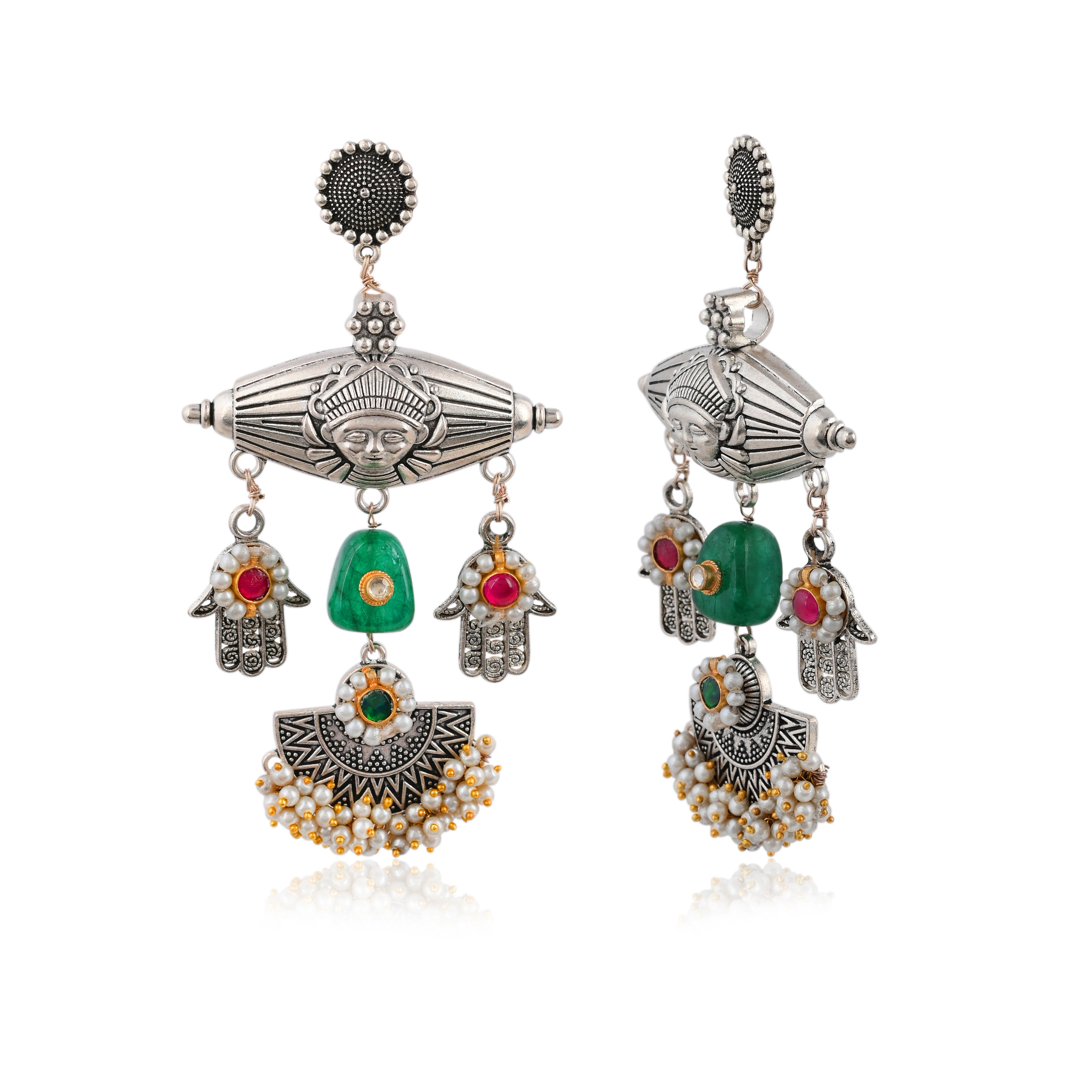 SJTN007- Oxidized Tribal Necklace With Earring