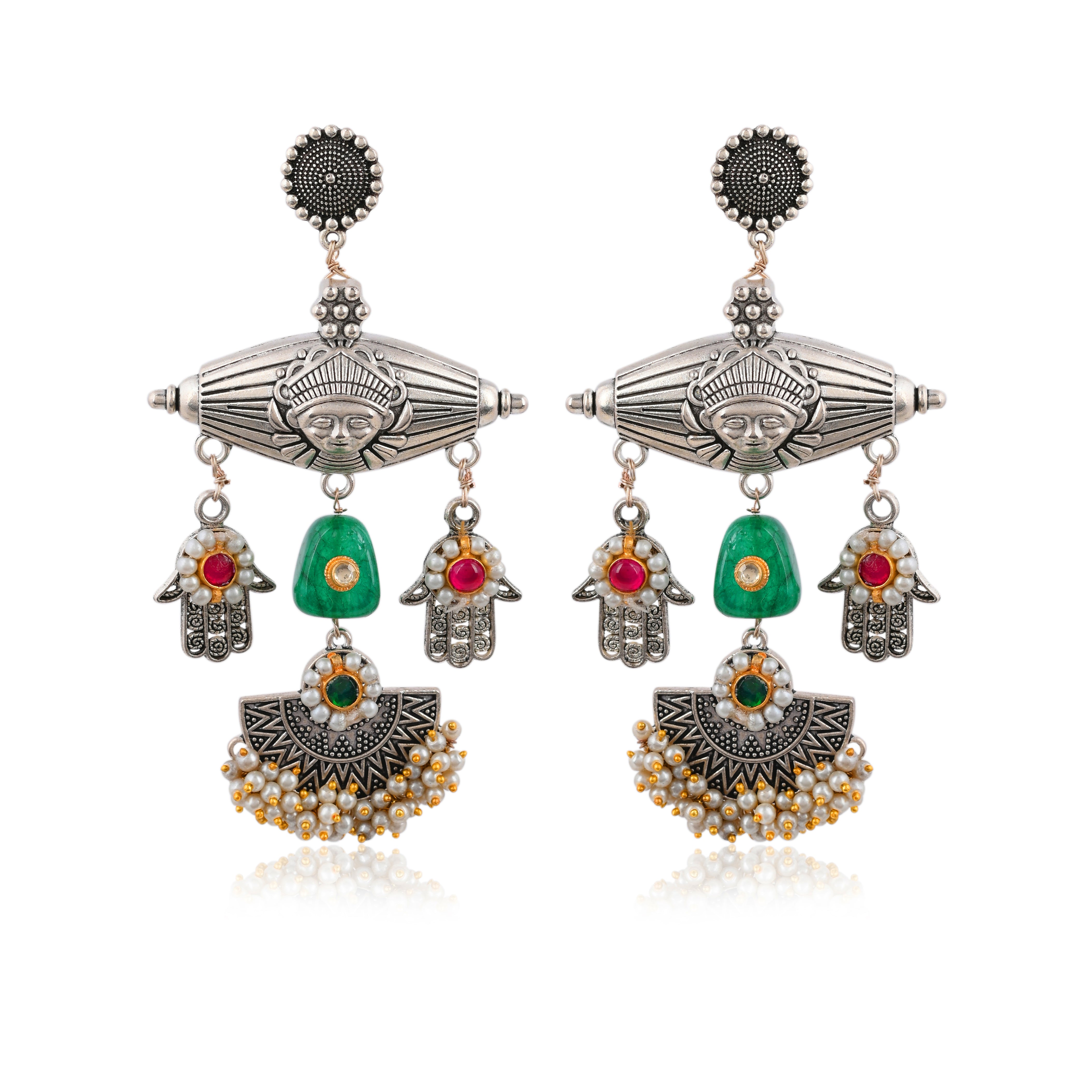 SJTN007- Oxidized Tribal Necklace With Earring