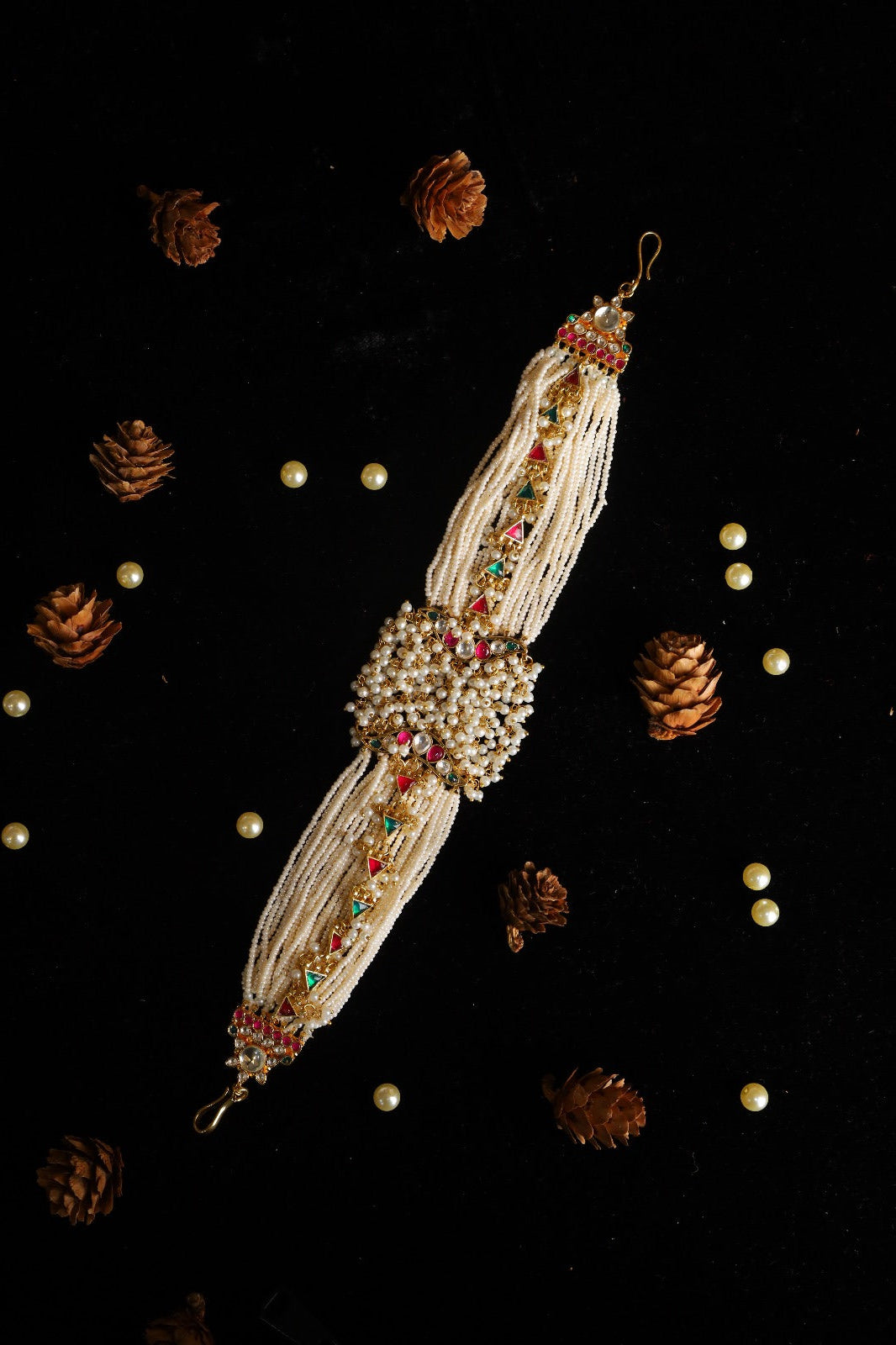 SJHB1026- Multi Colour Gold Plated Jadau Kundan Headband