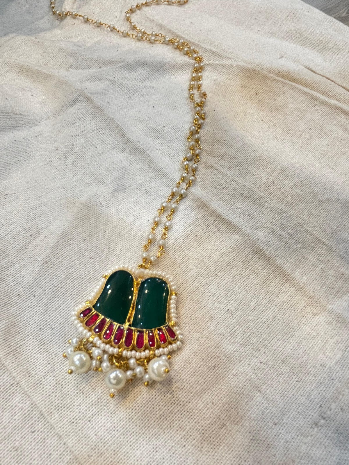 SJN1105- Multi Colour Gold Plated Jadau Kundan Motif Pendant
