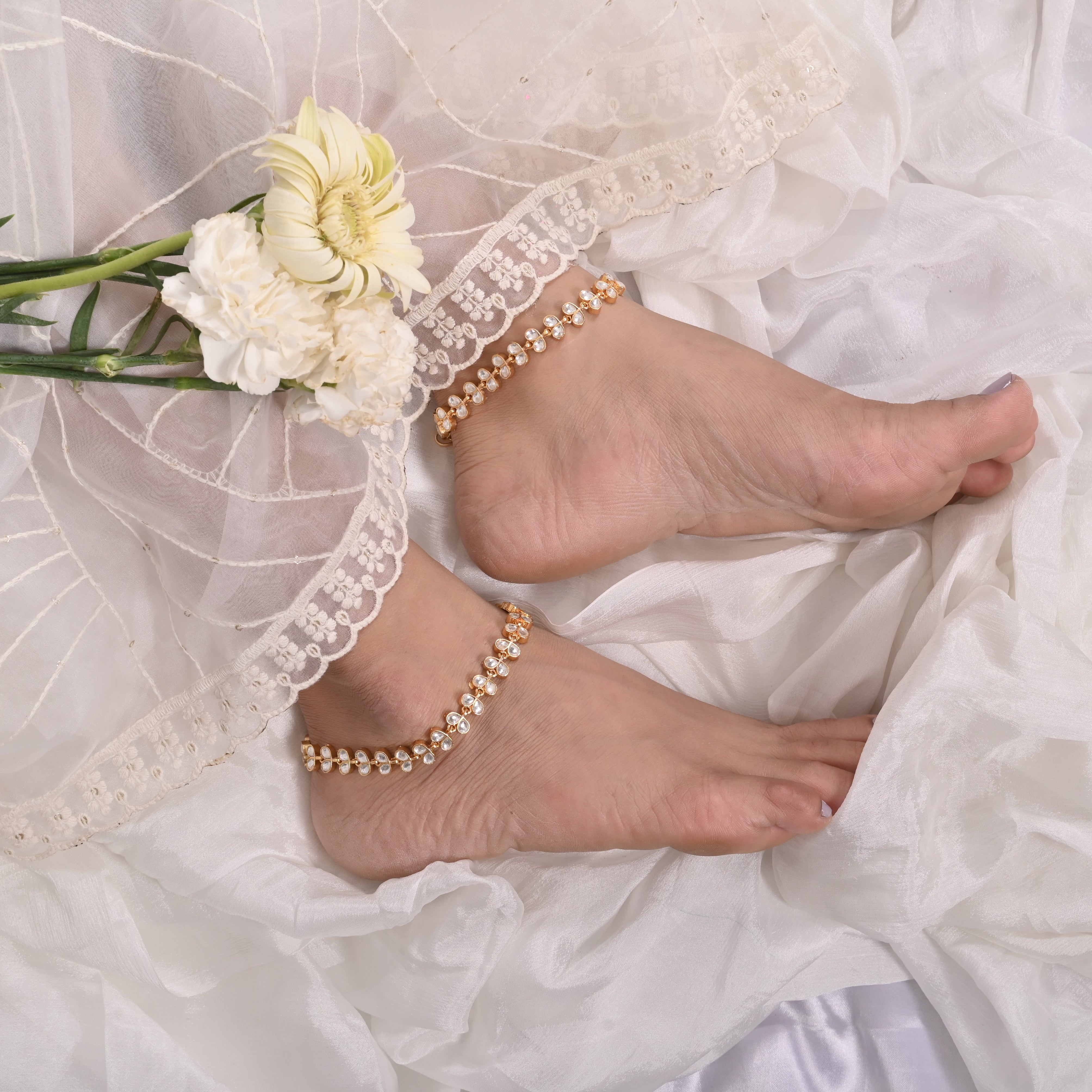 Miguel Gold Plated Kundan Anklets