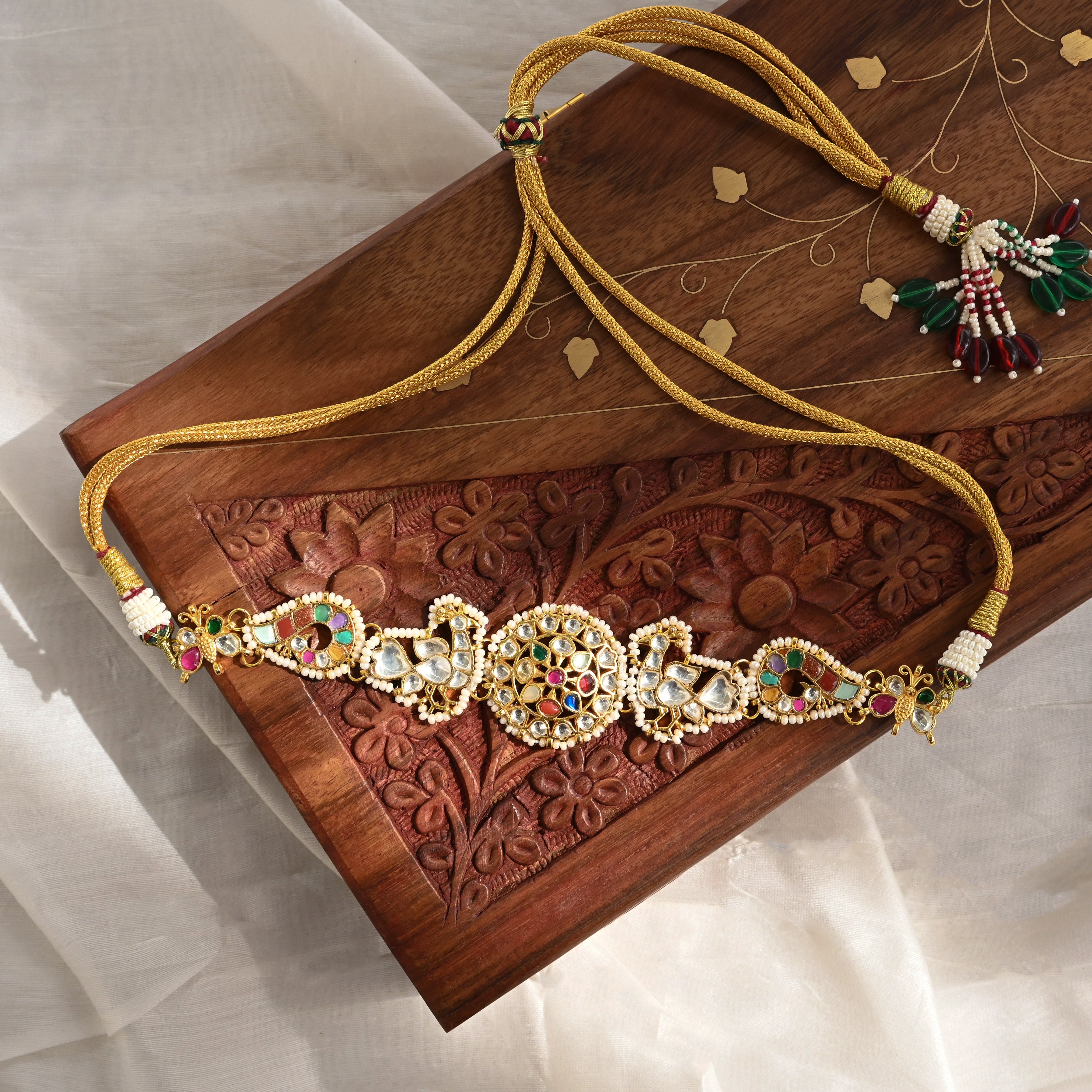 SJN1047- Multi Colour Gold Plated Jadau Kundan Motif Choker