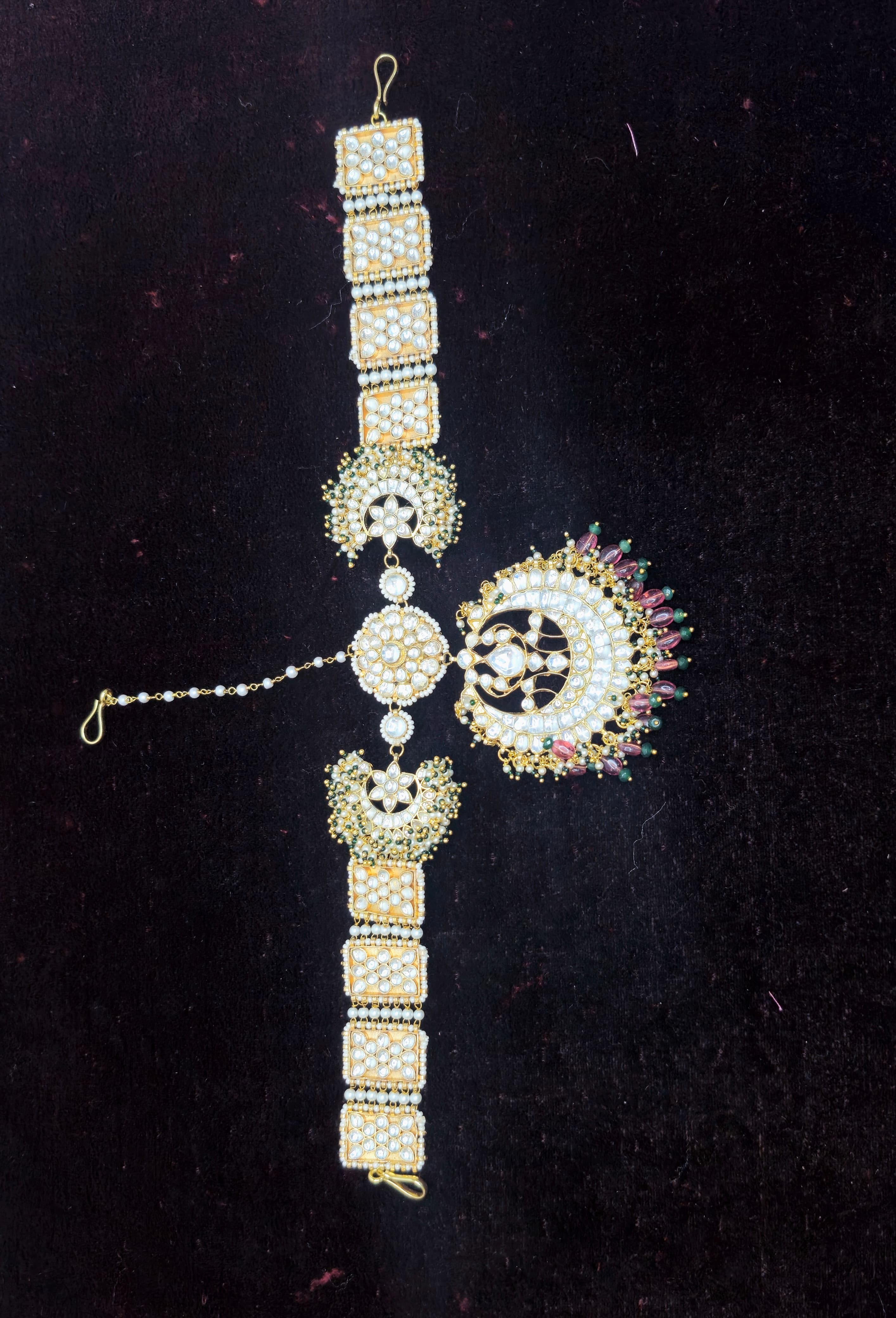 SJMP1008- Aditi Rao Hydari Style White Colour Gold Plated Jadau Kundan Mathapatti