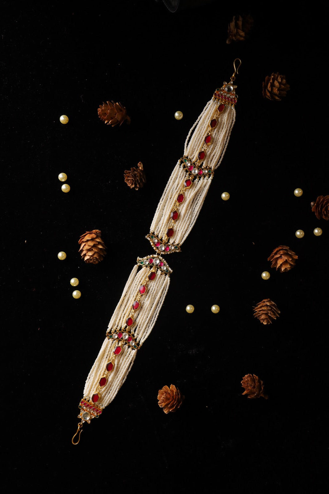 SJHB1027- Multi Colour Gold Plated Jadau Kundan Headband