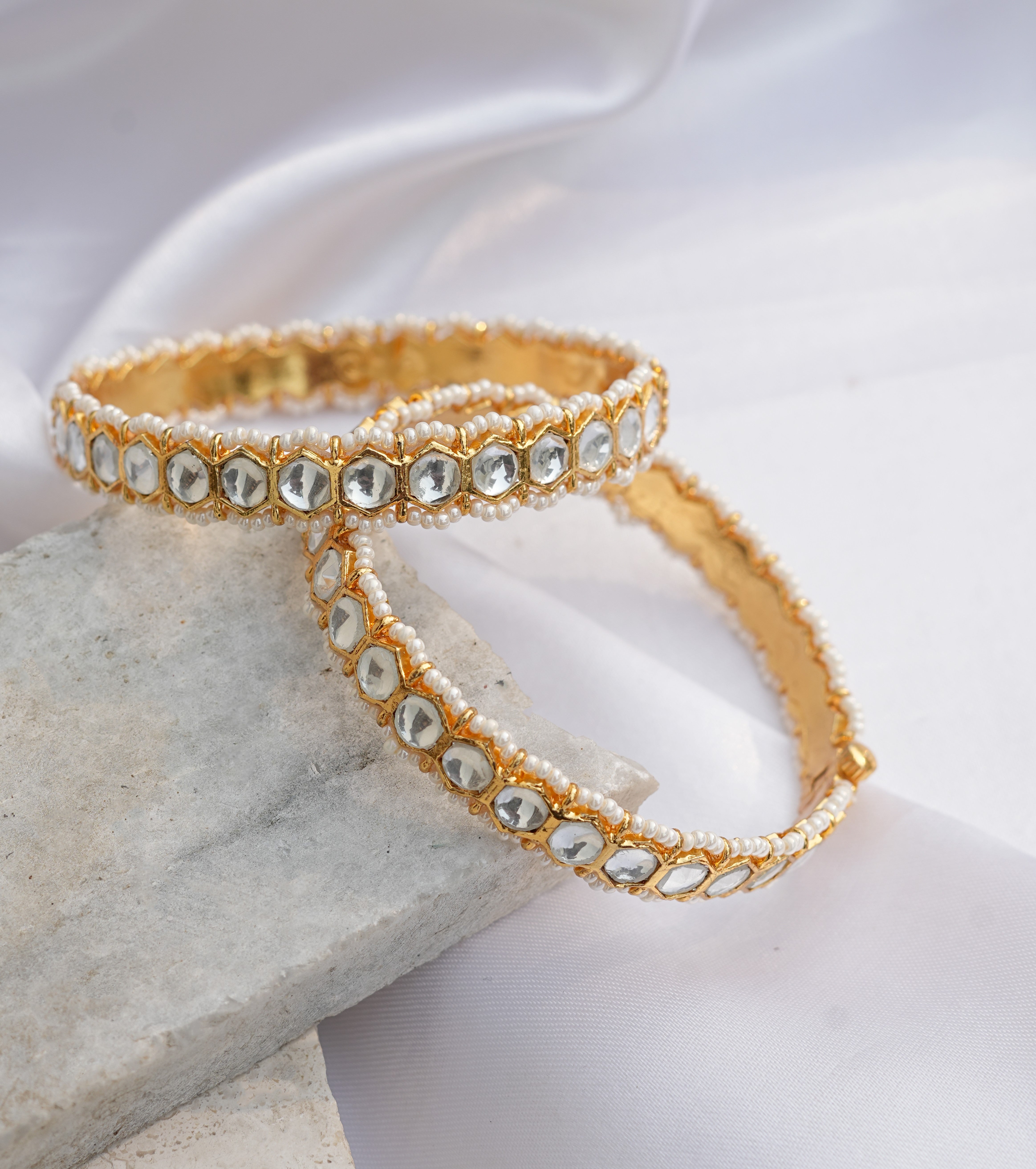 Zayan Gold Plated Kundan Bangles