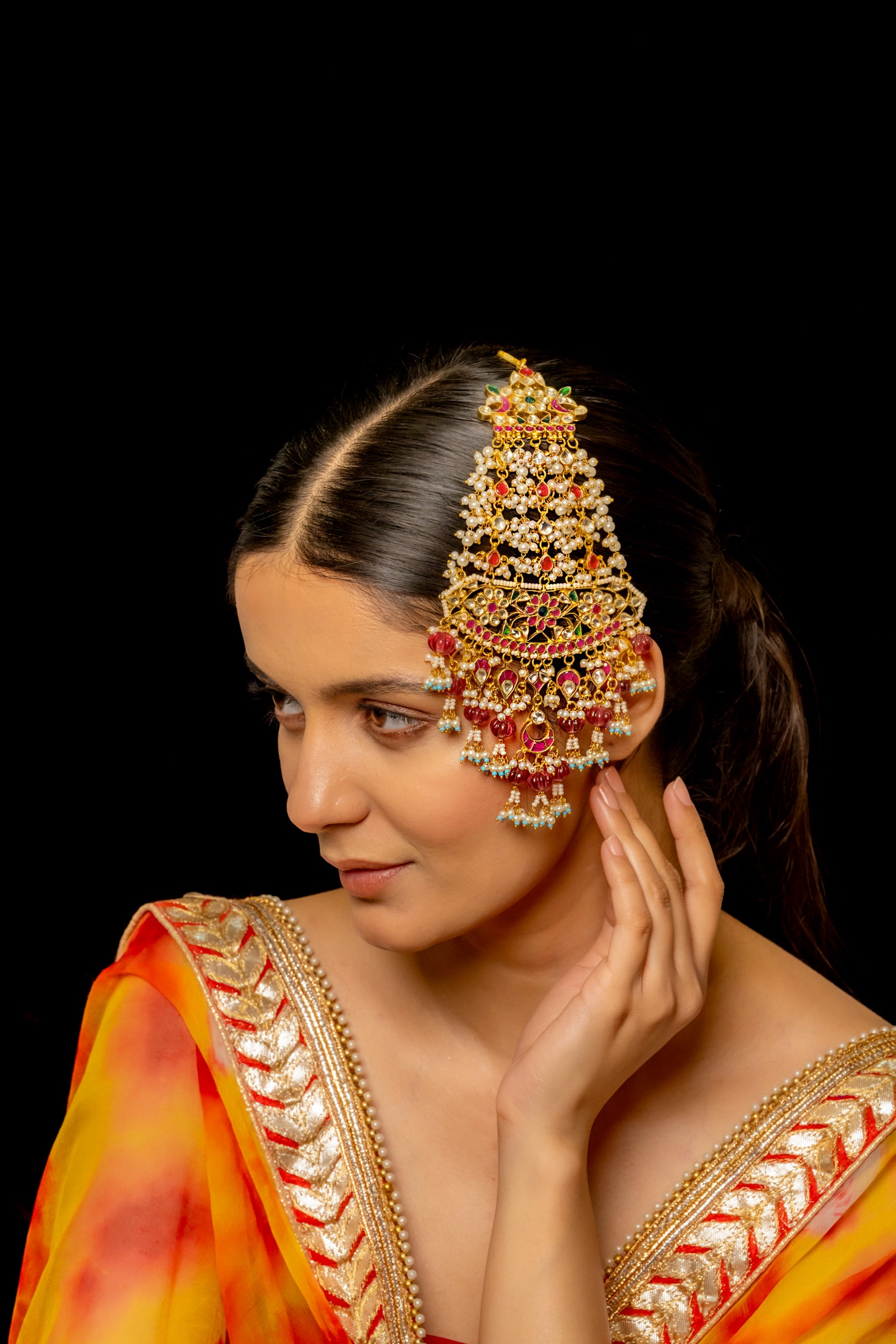 SJPA1003- Multi Colour Gold Plated Jadau Kundan Passa