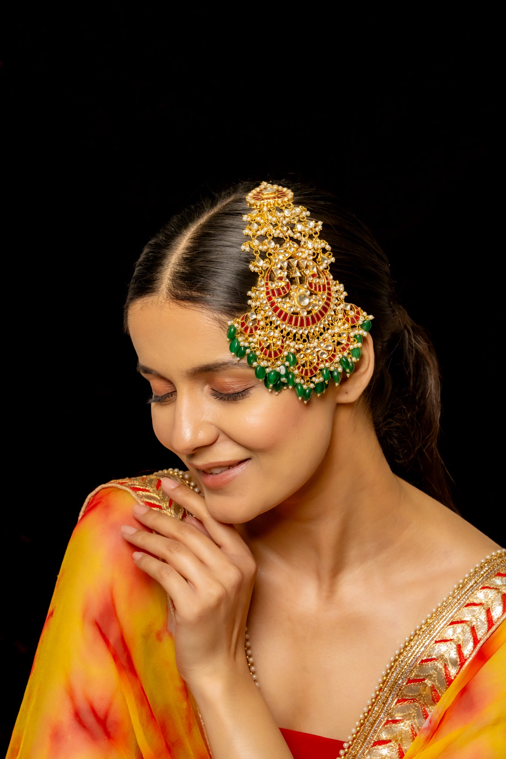 SJPA1002- Multi Colour Gold Plated Jadau Kundan Passa