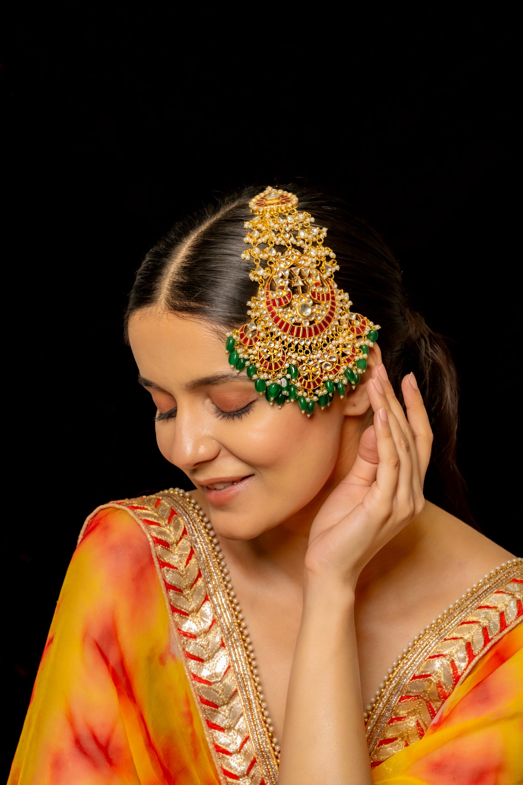 SJPA1002- Multi Colour Gold Plated Jadau Kundan Passa