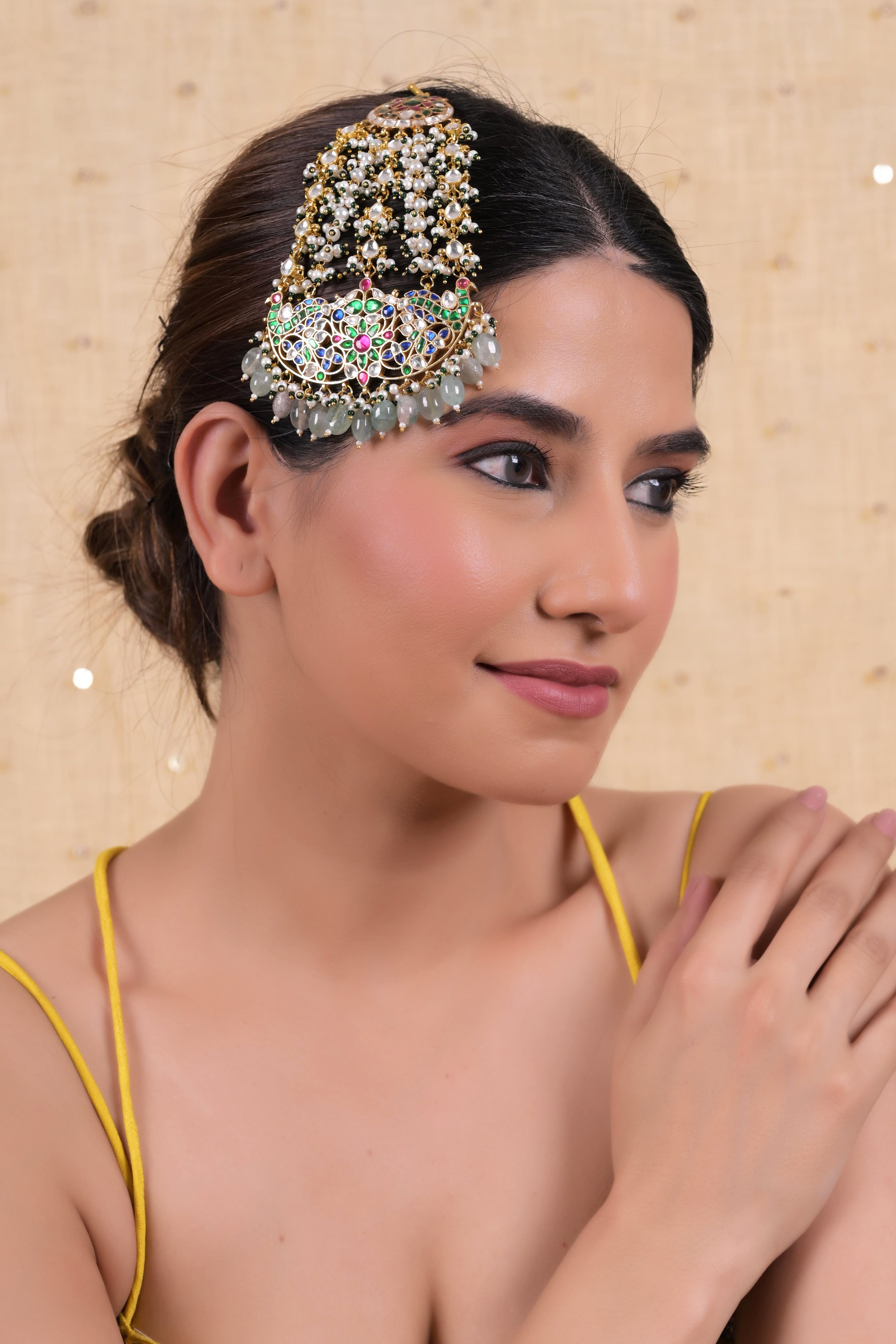SJPA1009- Multi Colour Gold Plated Jadau Kundan Passa