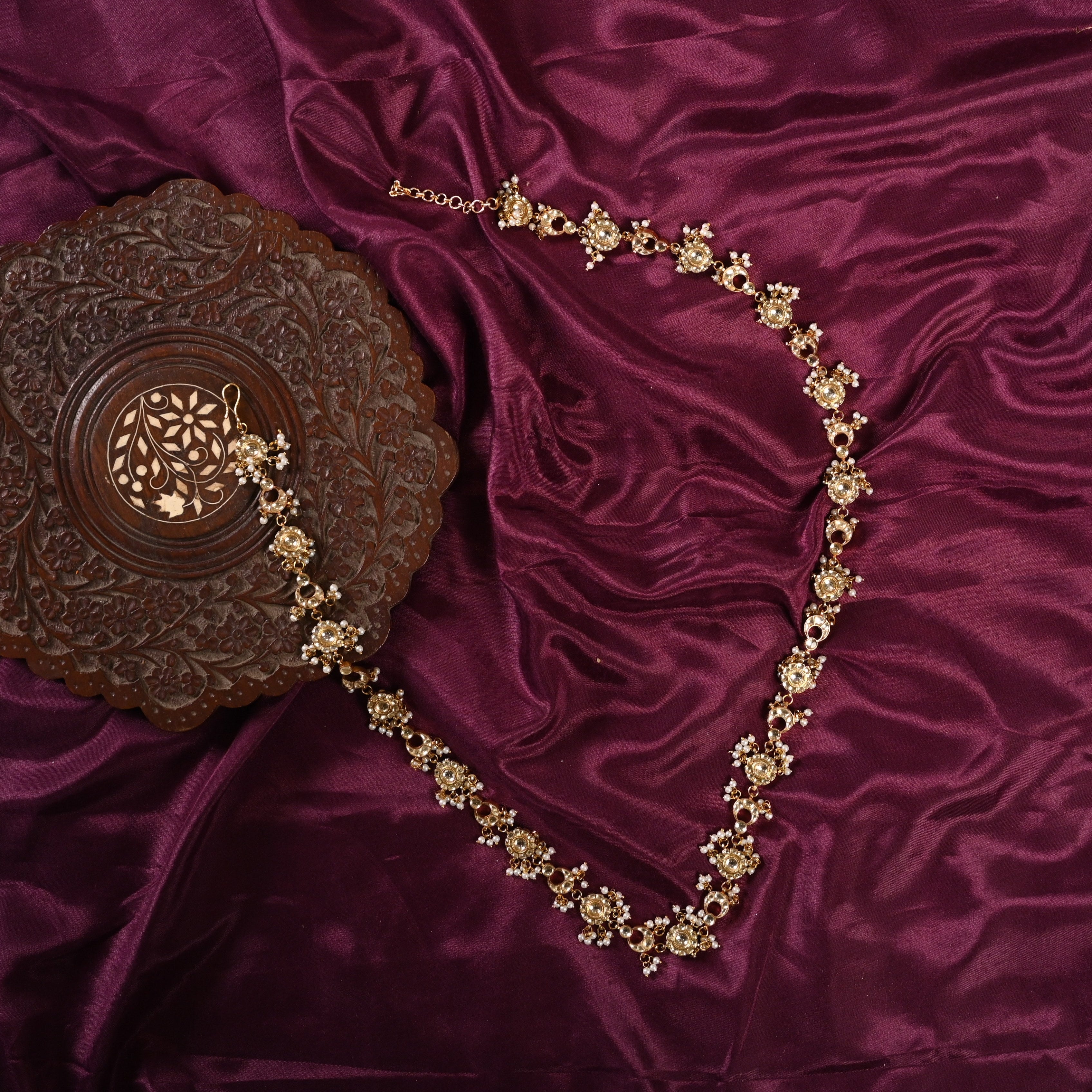 SJWB0004- White Colour Gold Plated Jadau Kundan Waistbelt