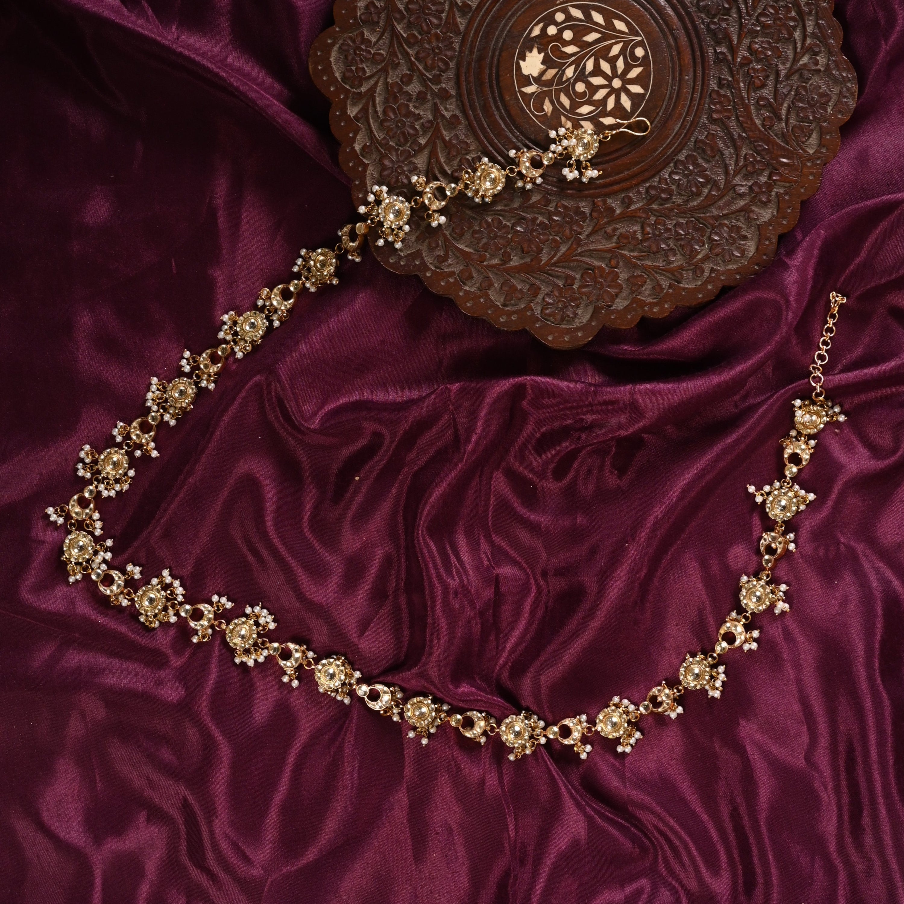 SJWB0004- White Colour Gold Plated Jadau Kundan Waistbelt