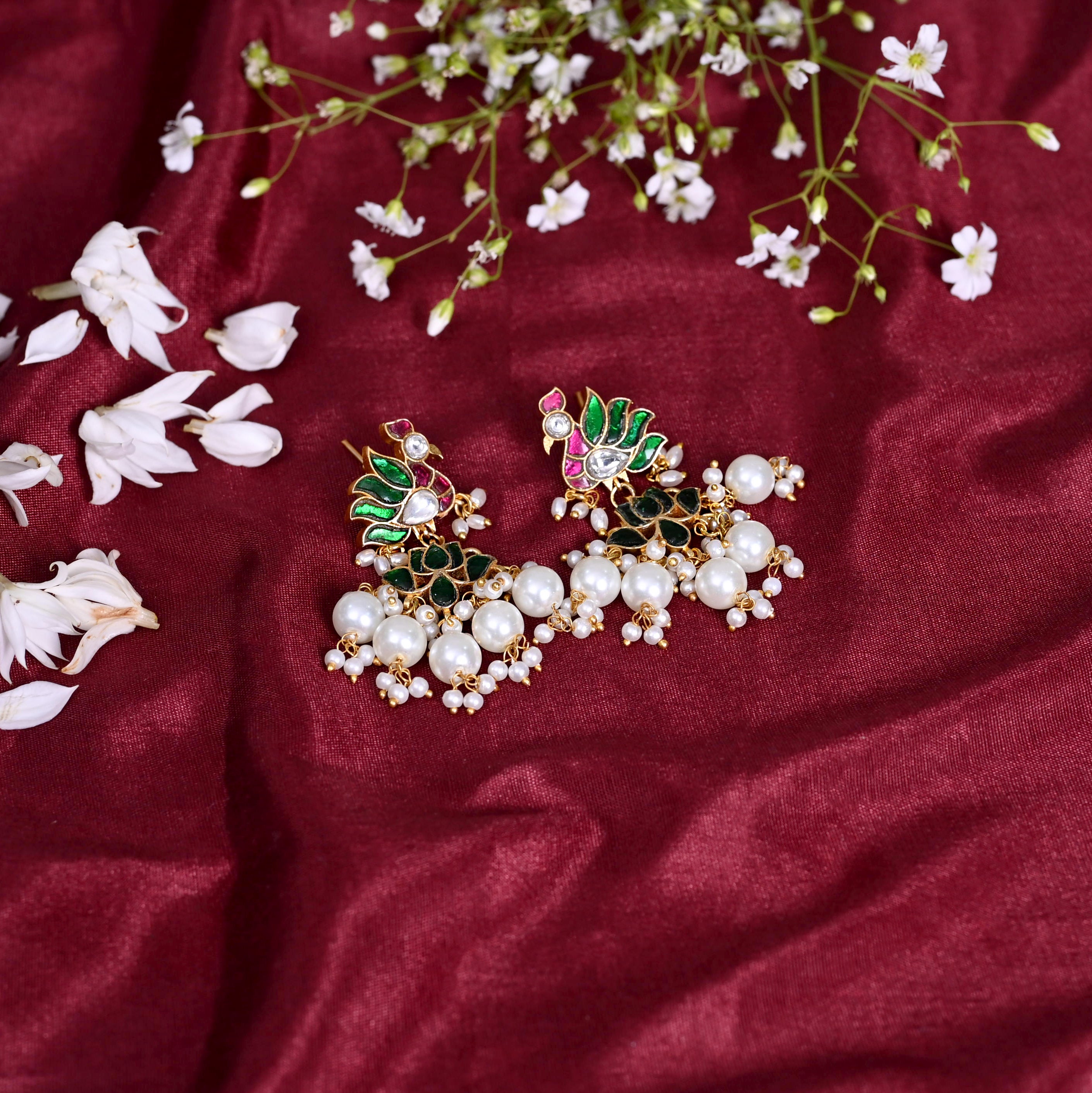 SJE1096- Multi Colour Gold Plated Jadau Kundan Dangler Earrings