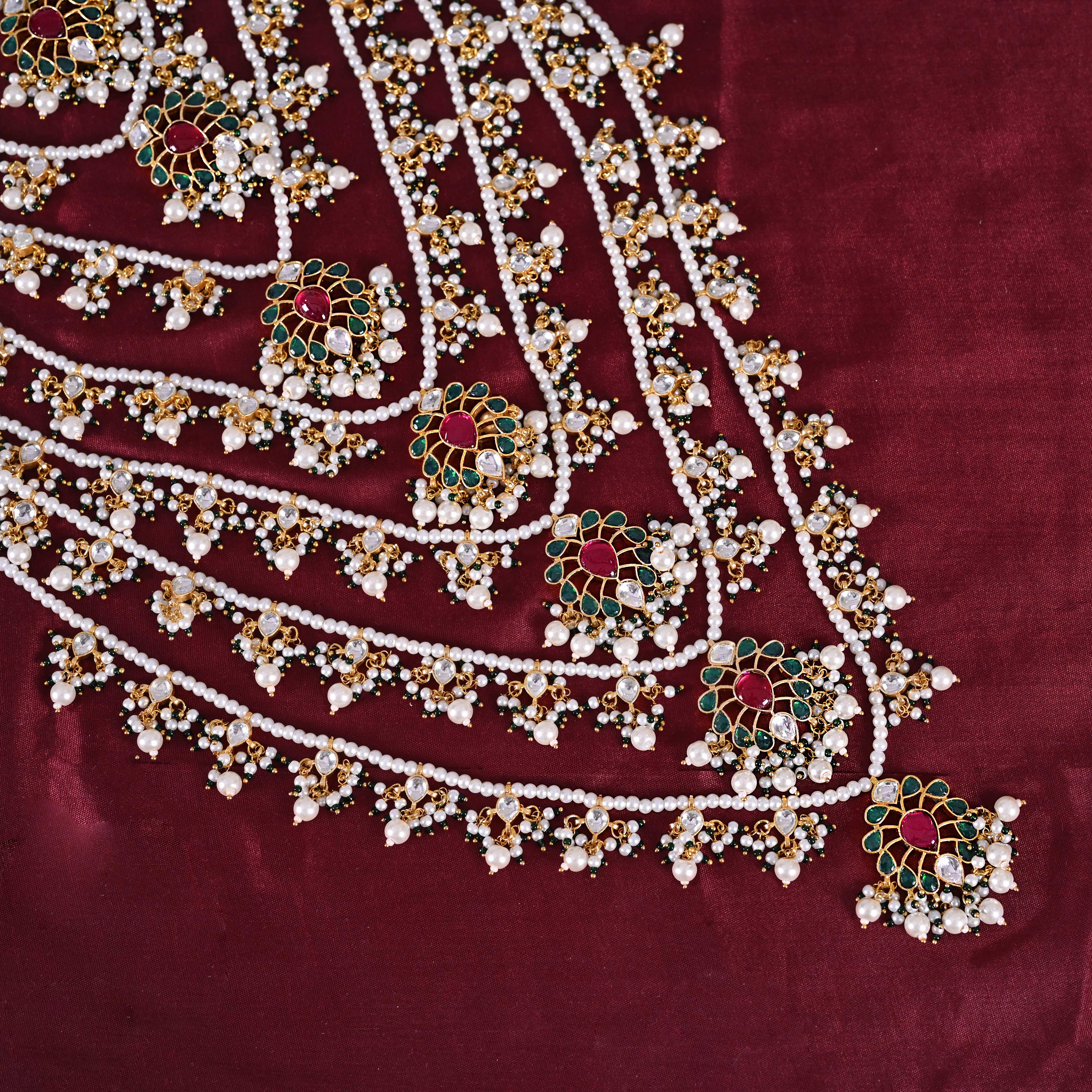 SJN1067- Multi Colour Gold Plated Jadau Kundan Raani Haar (7 Lines)