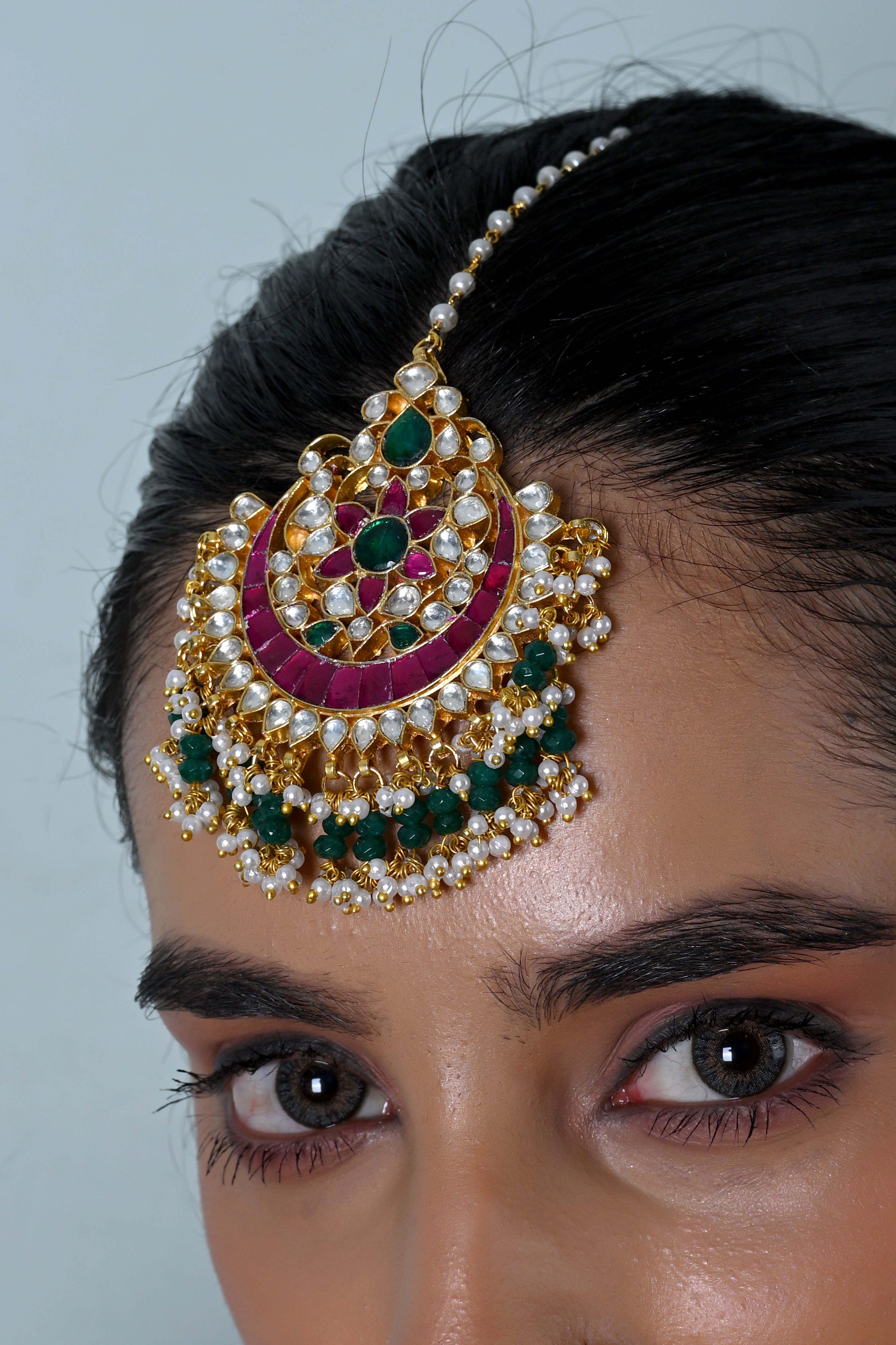 SJN1246- Multi Colour Gold Plated Jadau Kundan Necklace Set