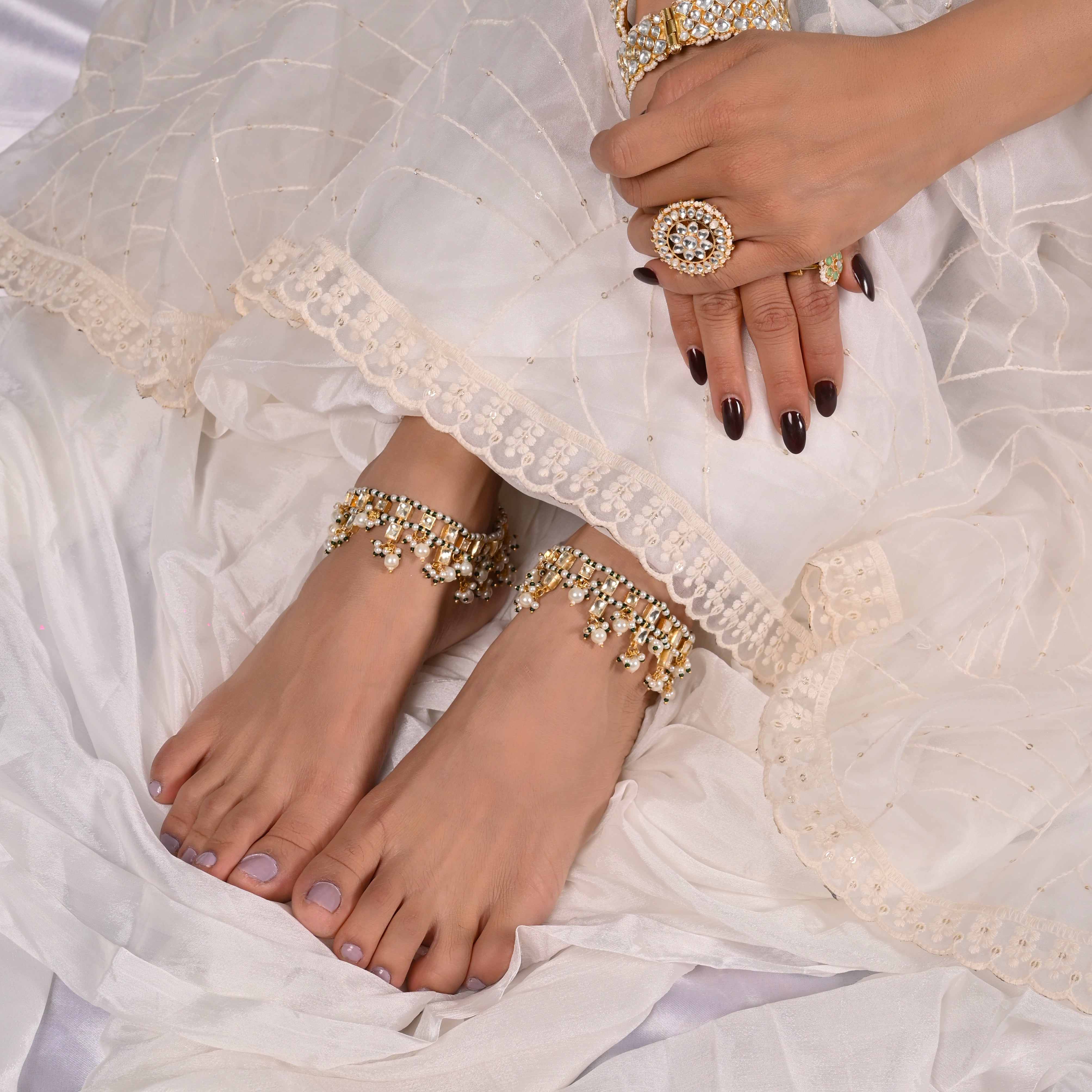 Ramon Gold Plated Kundan Anklets