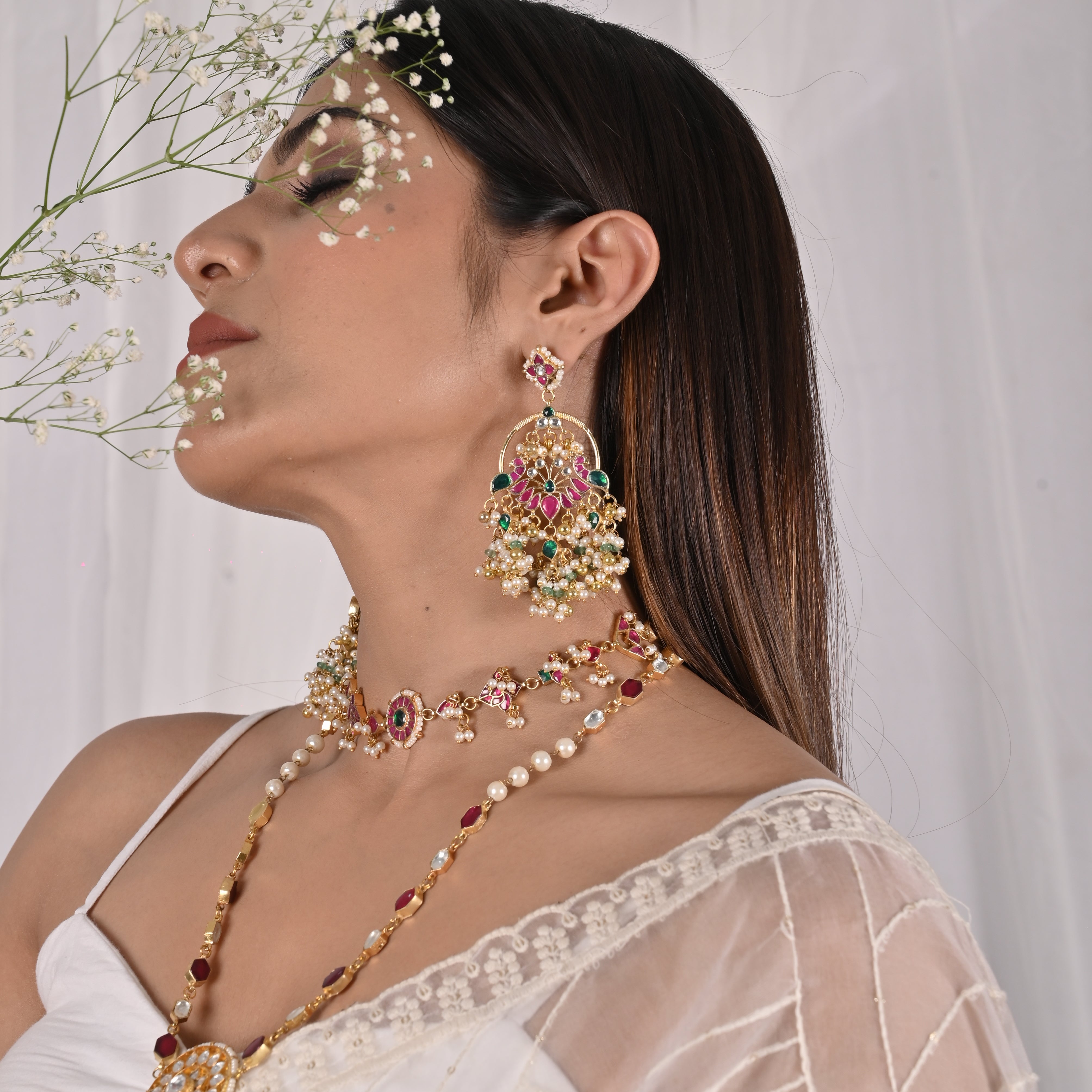 Liam Kundan Choker Pandent Layered Set
