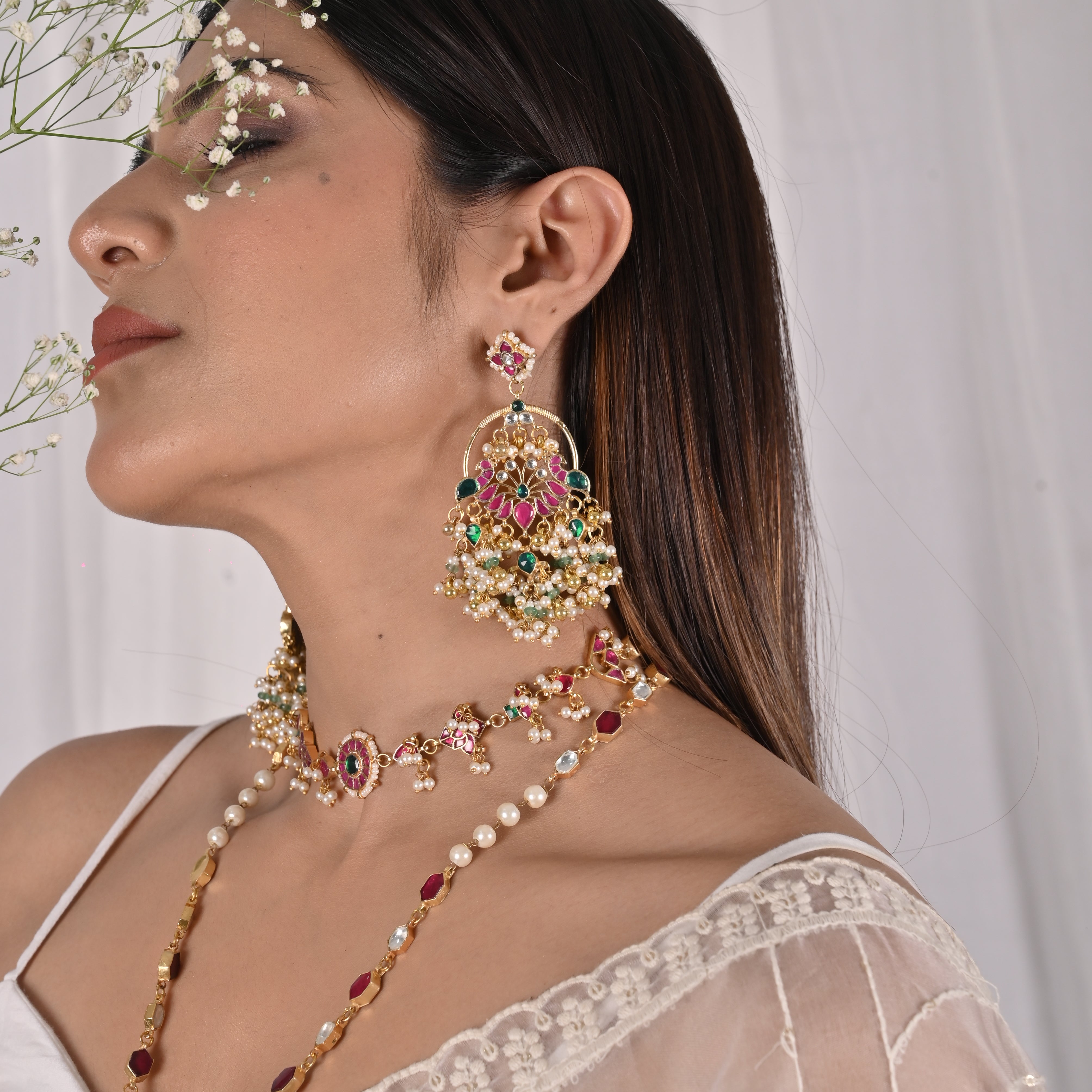 Liam Kundan Choker Pandent Layered Set
