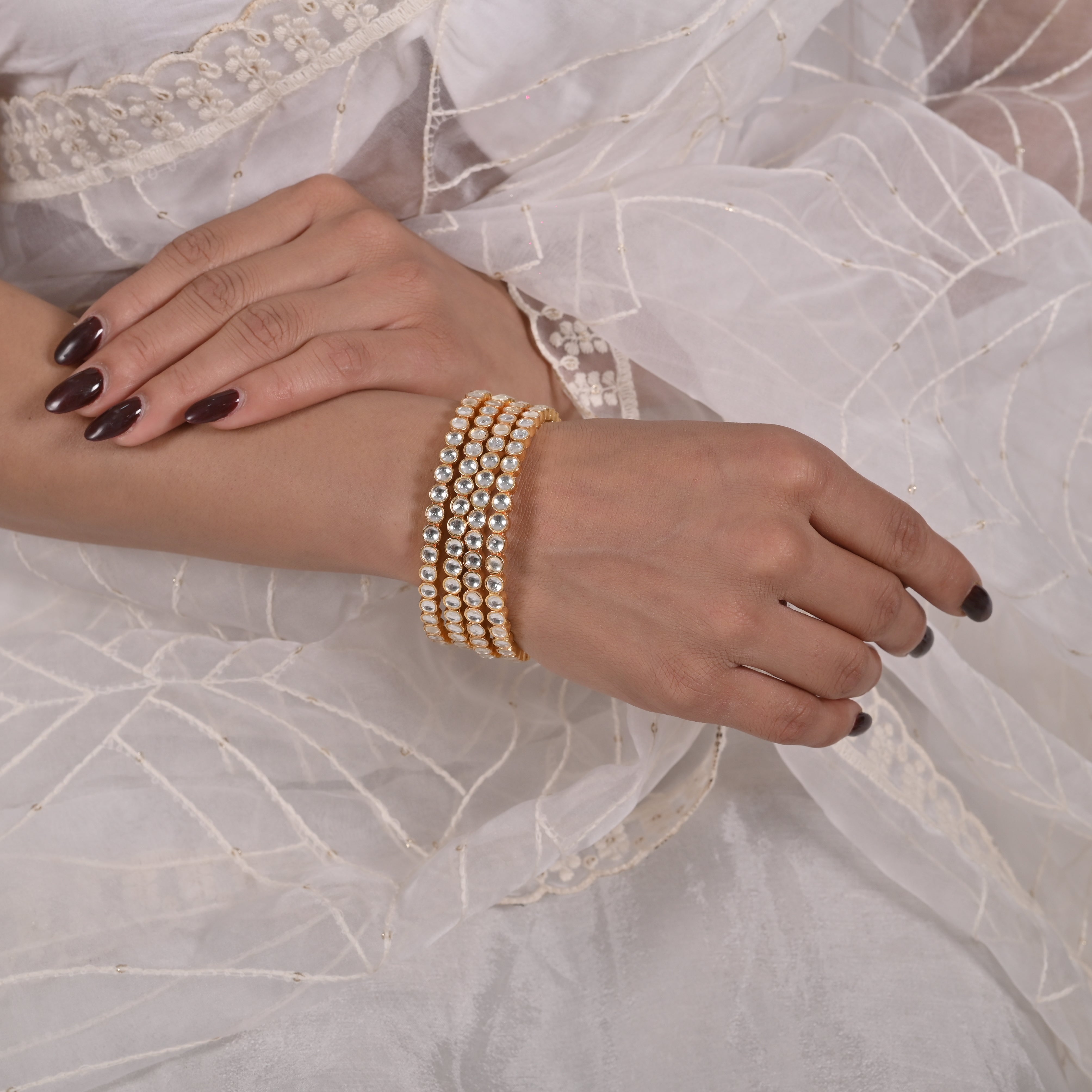 Aadi Sleek Kundan Bangles (Set of 4 bangles)