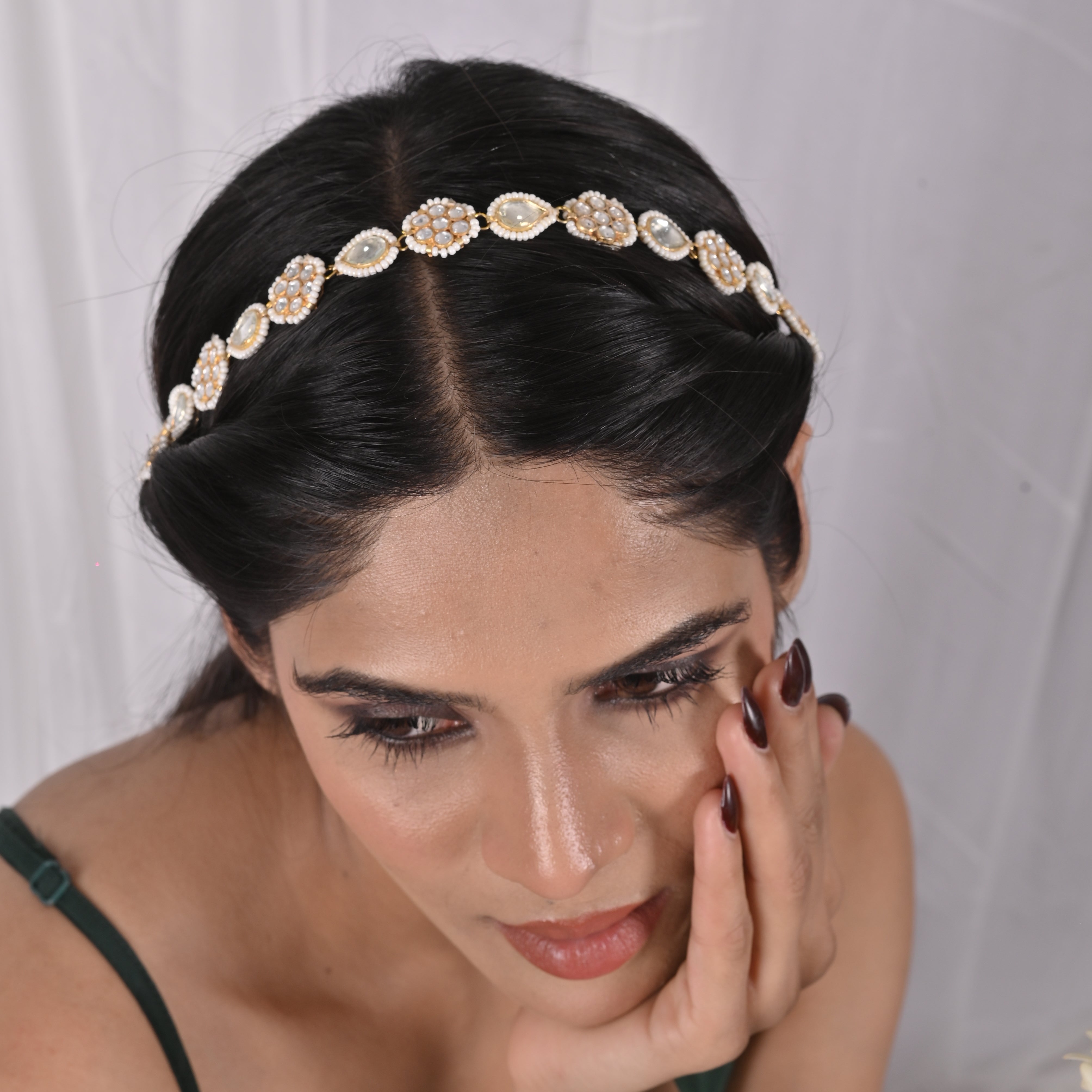 Ranunculus Pushp Chand Kundan Headband