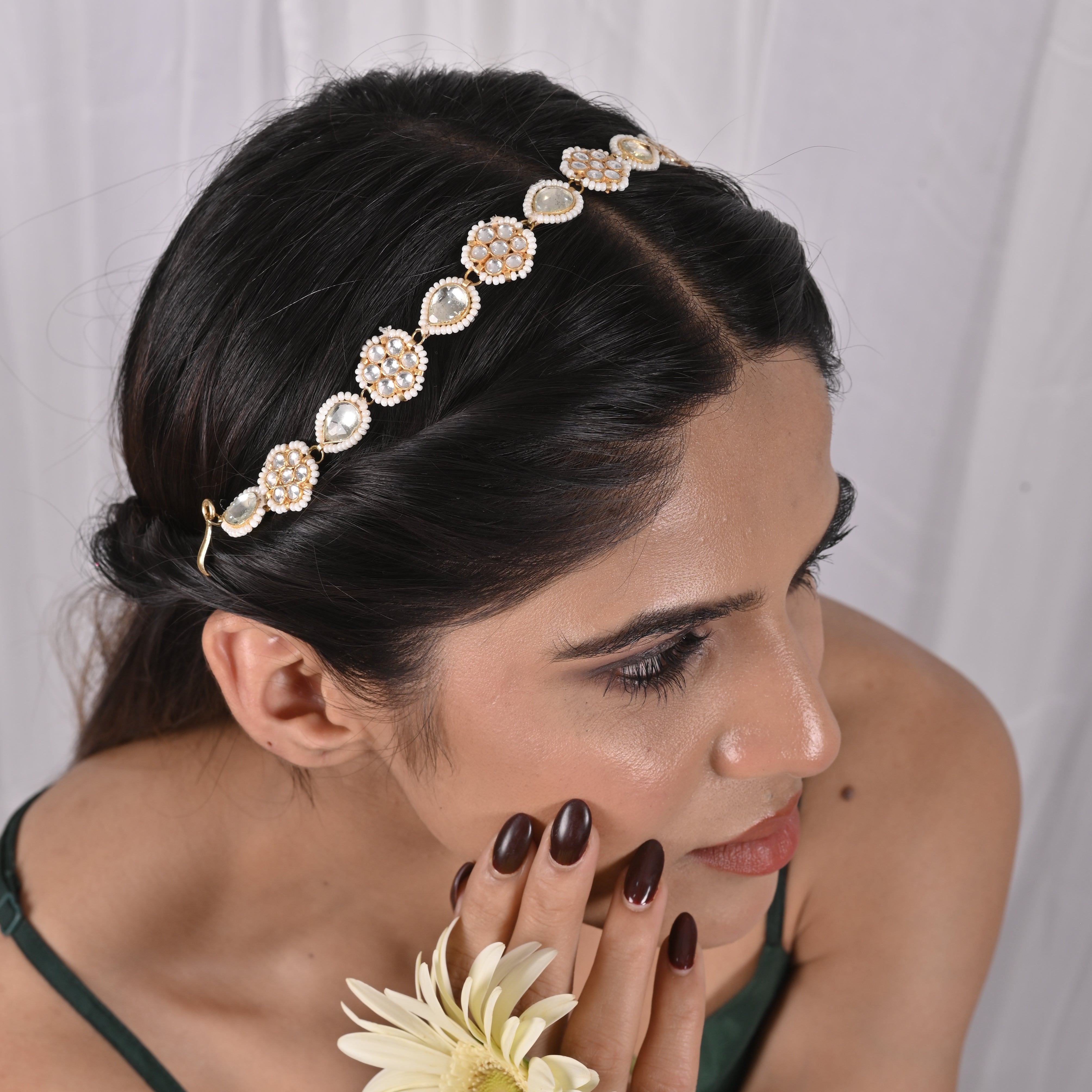 Ranunculus Pushp Chand Kundan Headband
