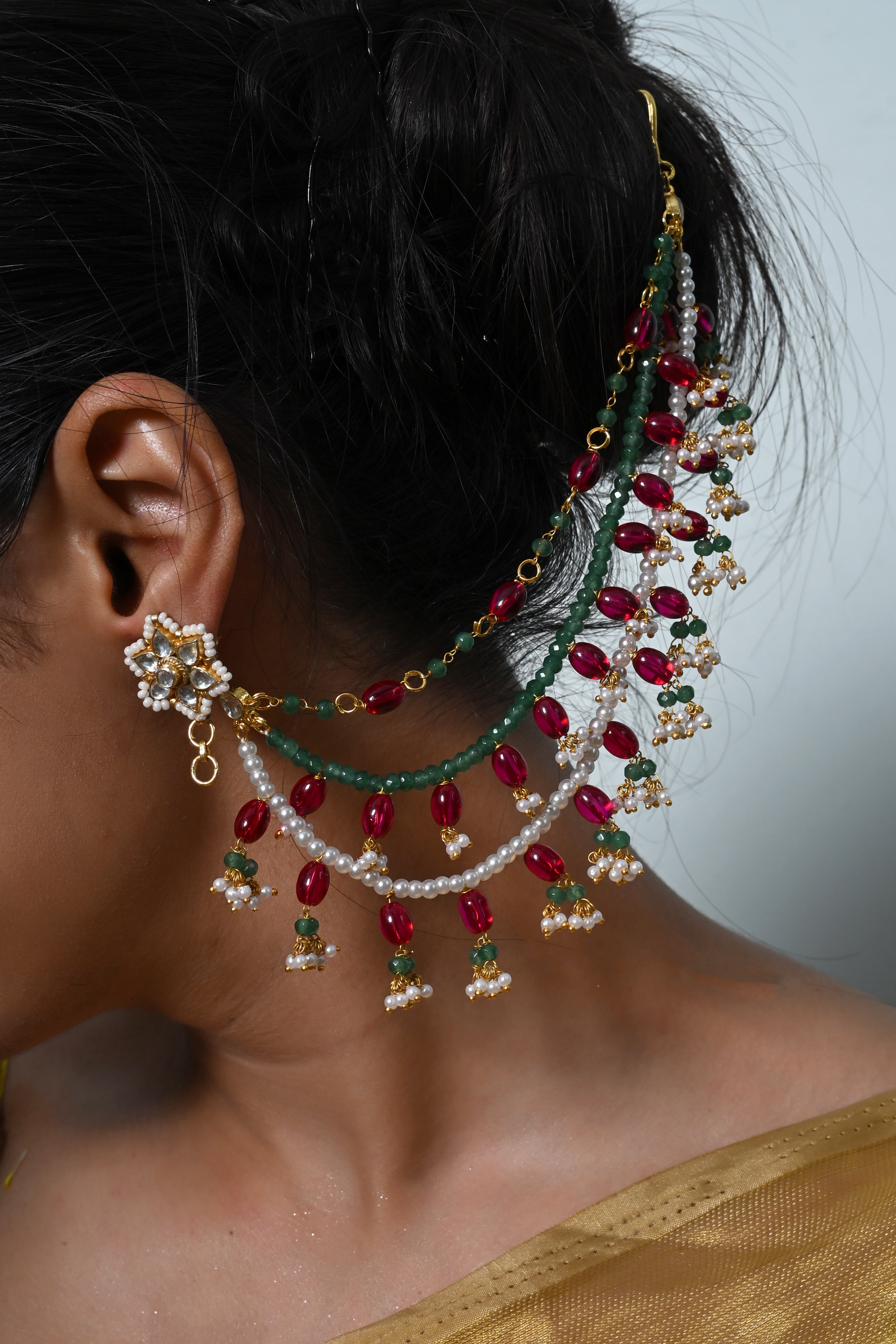 SJKC0008- Multicolour Gold Plated Jadau Kundan kanchain