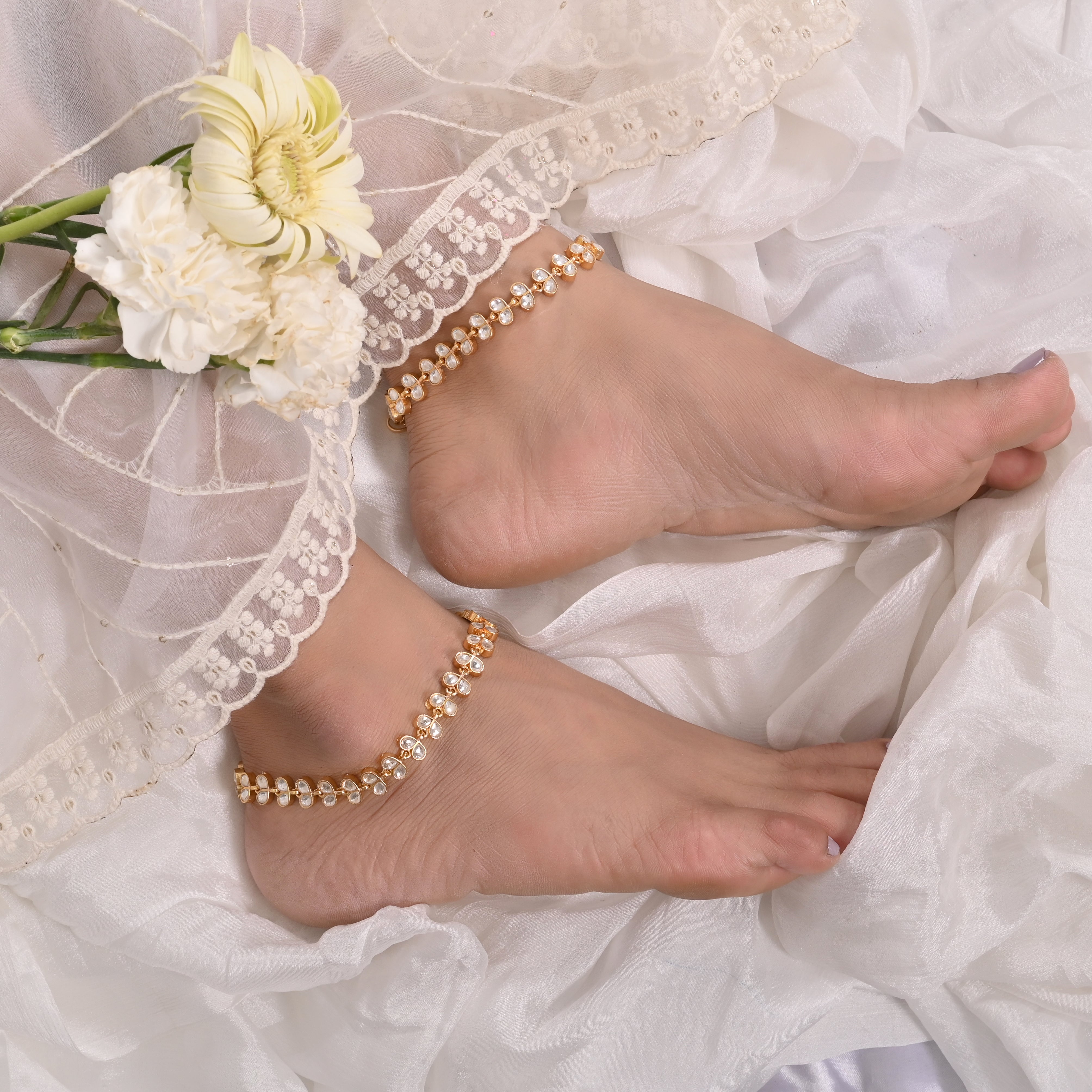 Miguel Gold Plated Kundan Anklets
