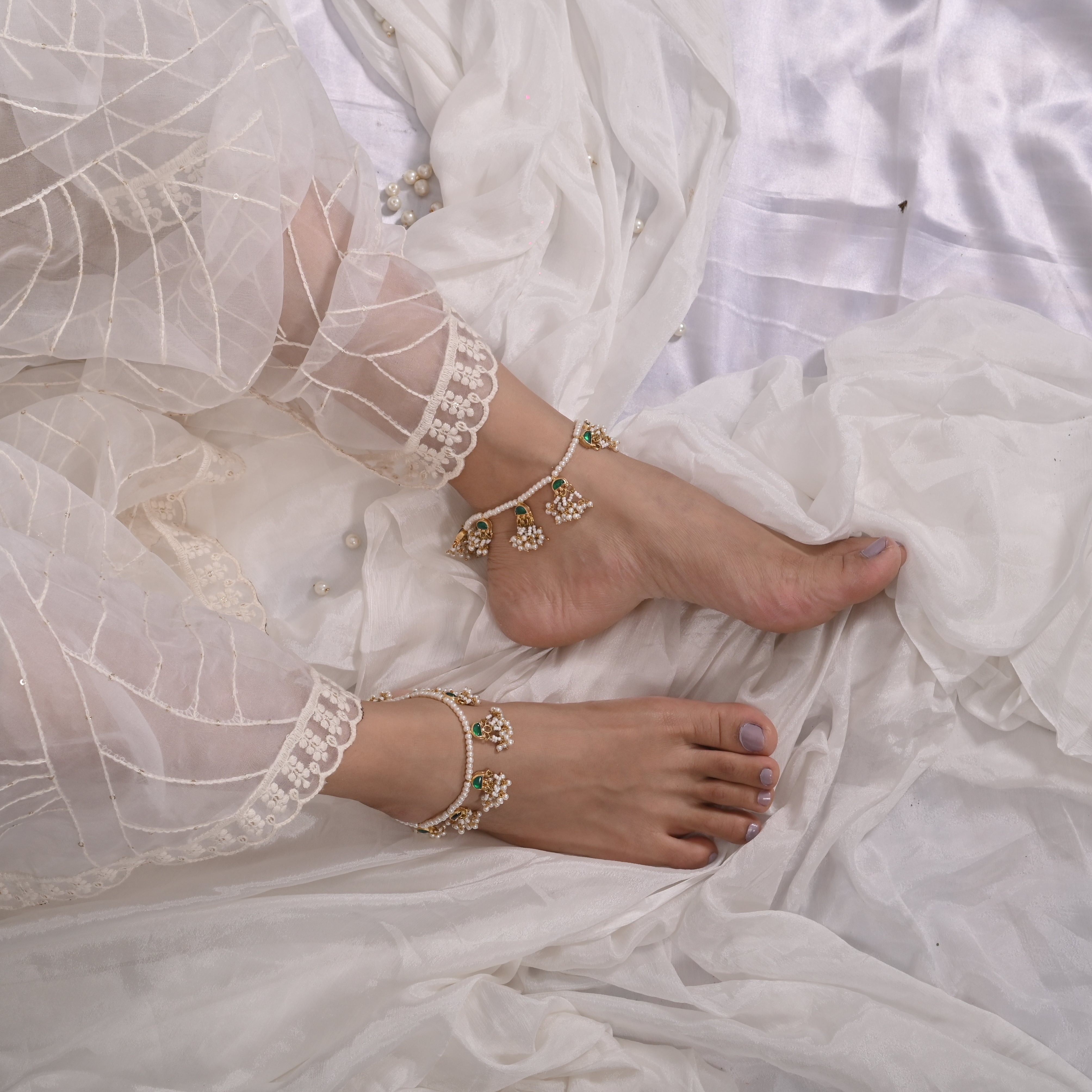 Eduardo Gold Plated Jadau Kundan Anklets