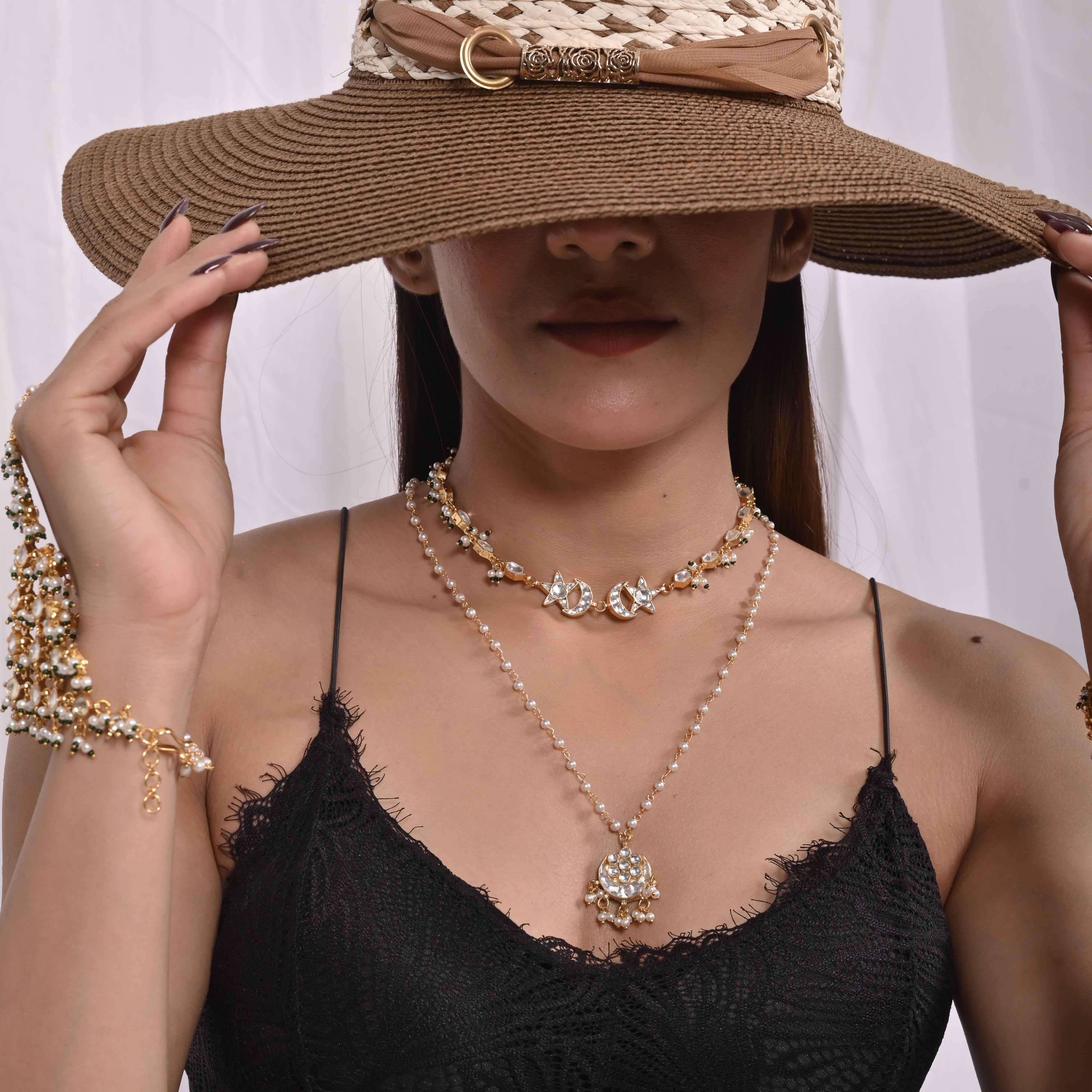 Kai Kundan Choker Pandent Layered Set