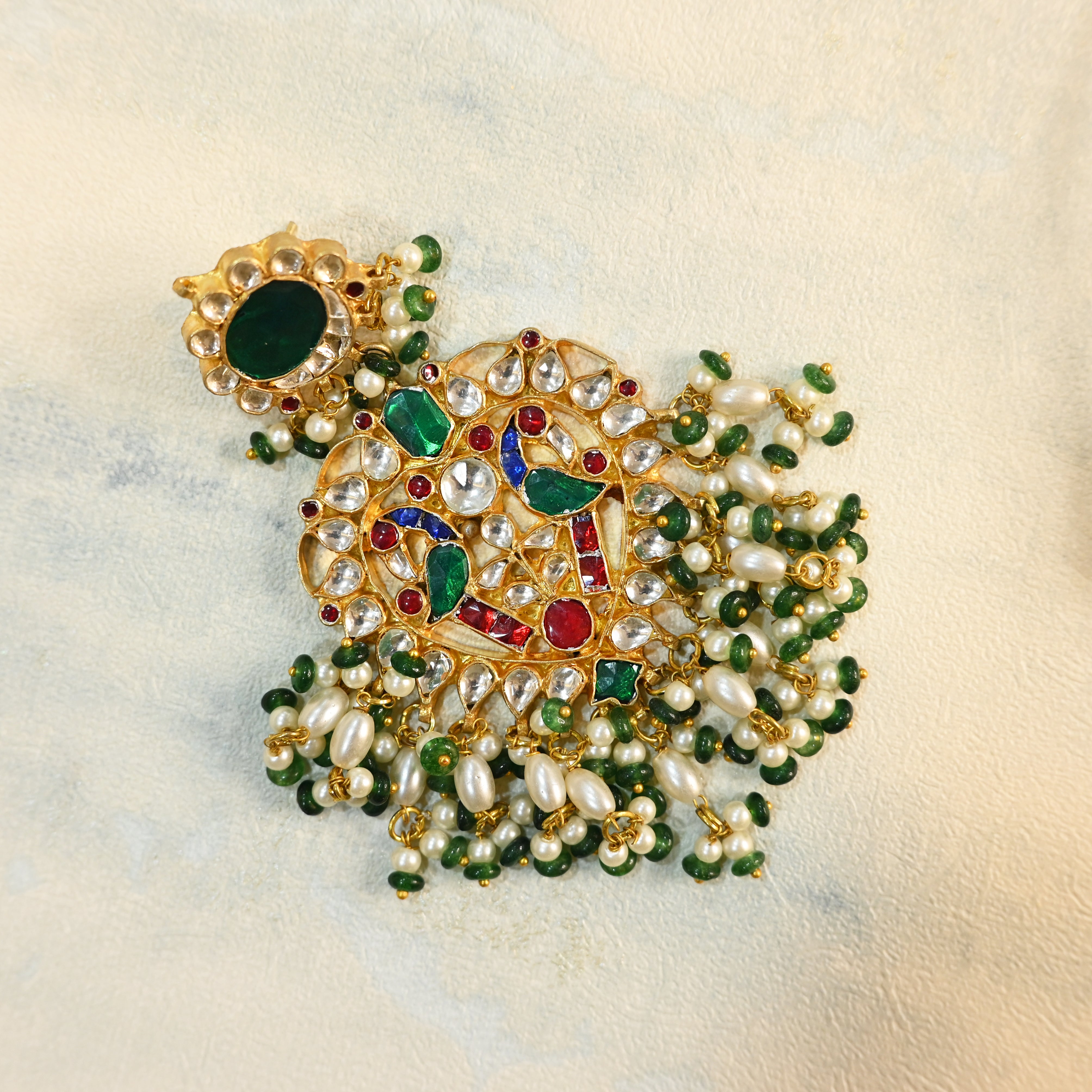 SJN1074- Multi Colour Gold Plated Jadau Kundan Choker with Earrings