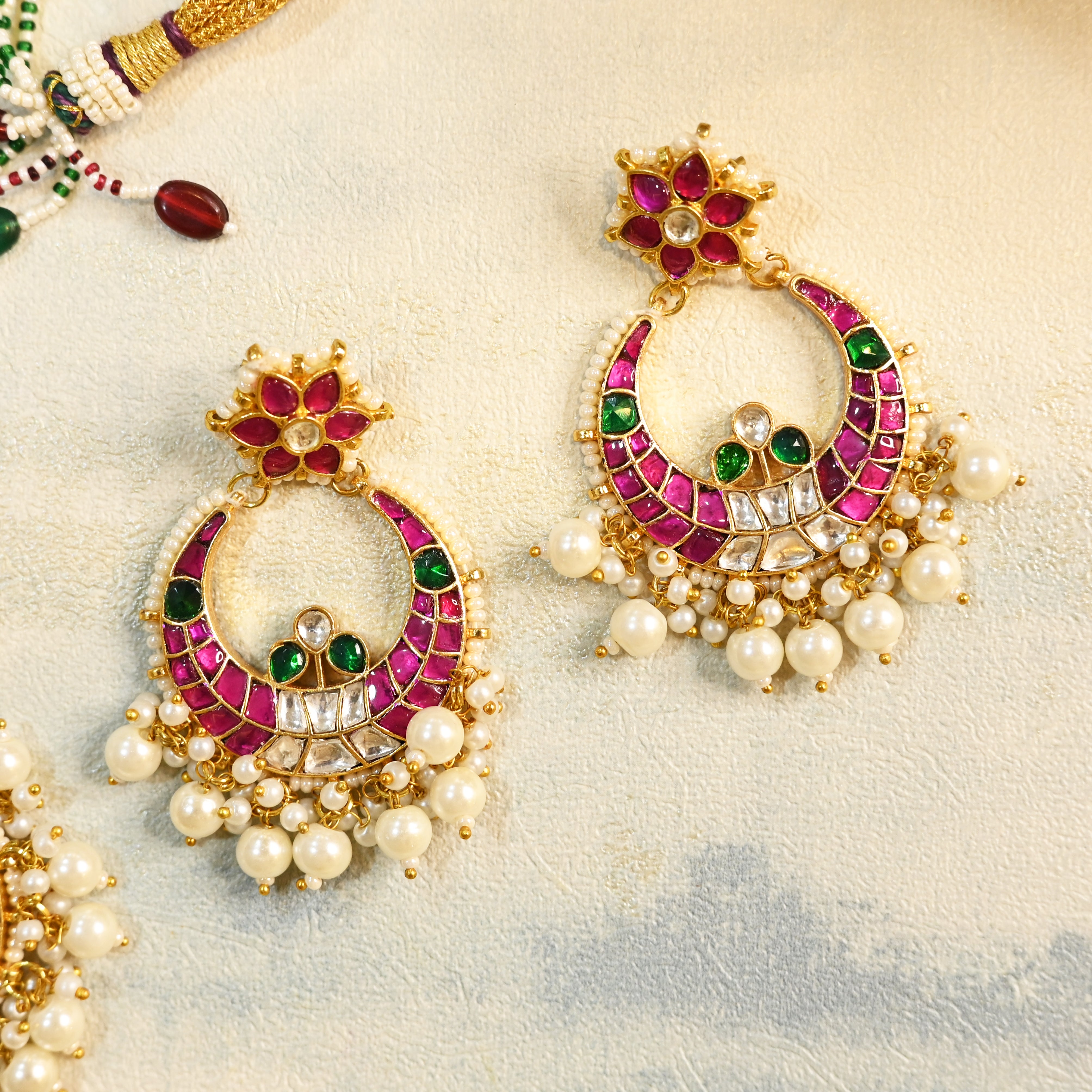 SJN1076- Multi Colour Gold Plated Jadau Kundan Choker Set with Tika
