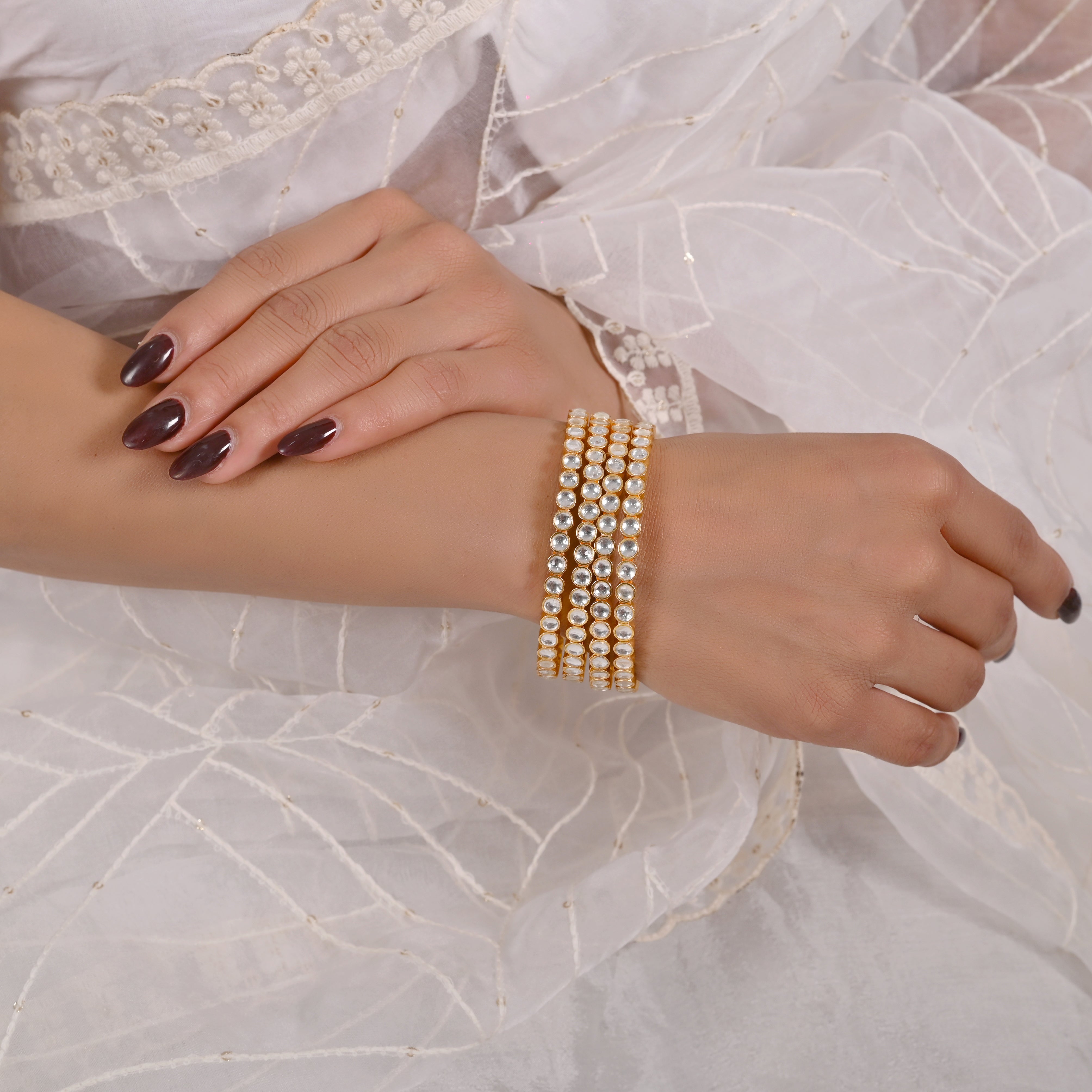 Aadi Sleek Kundan Bangles (Set of 4 bangles)