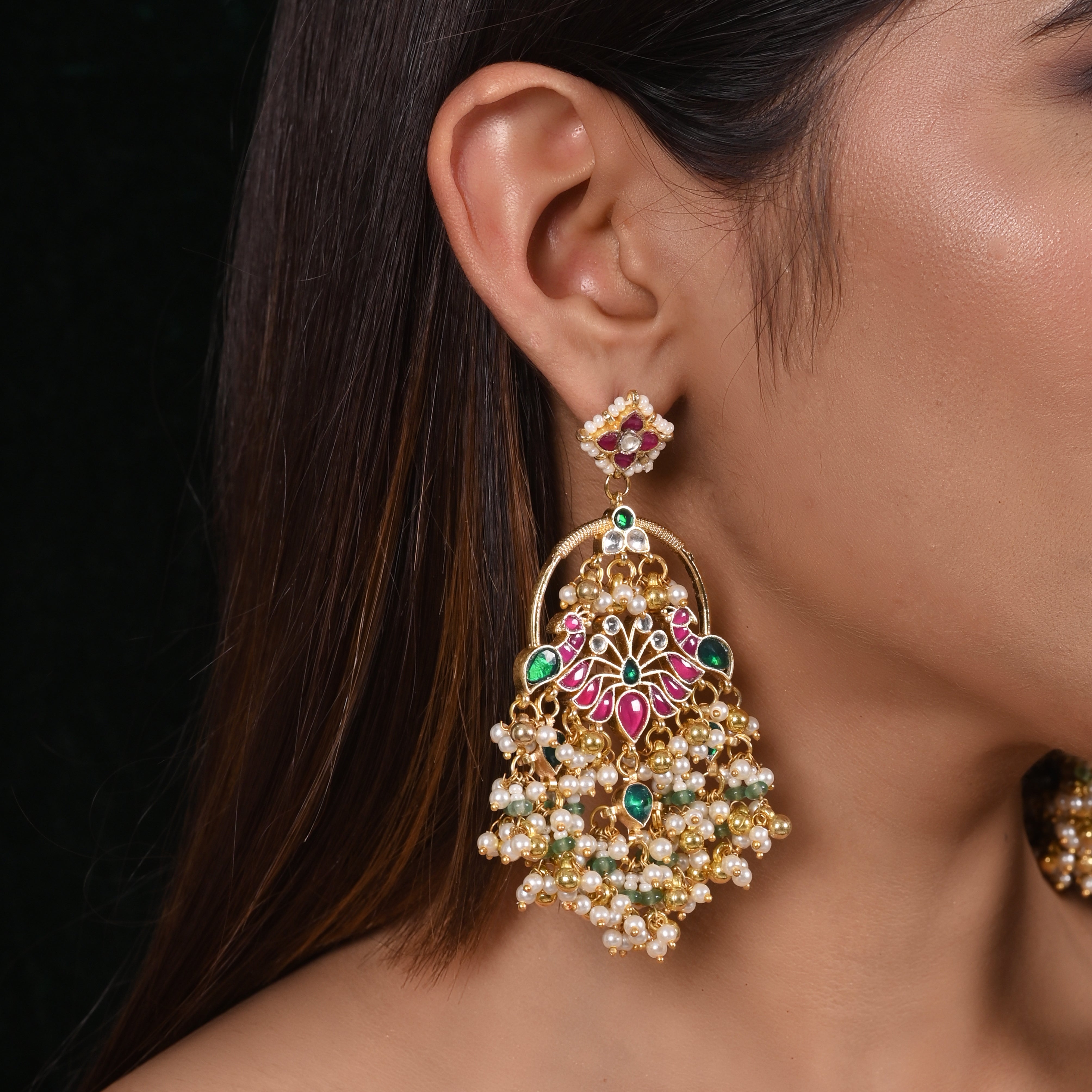 Shivi Peacock Multi Earrings