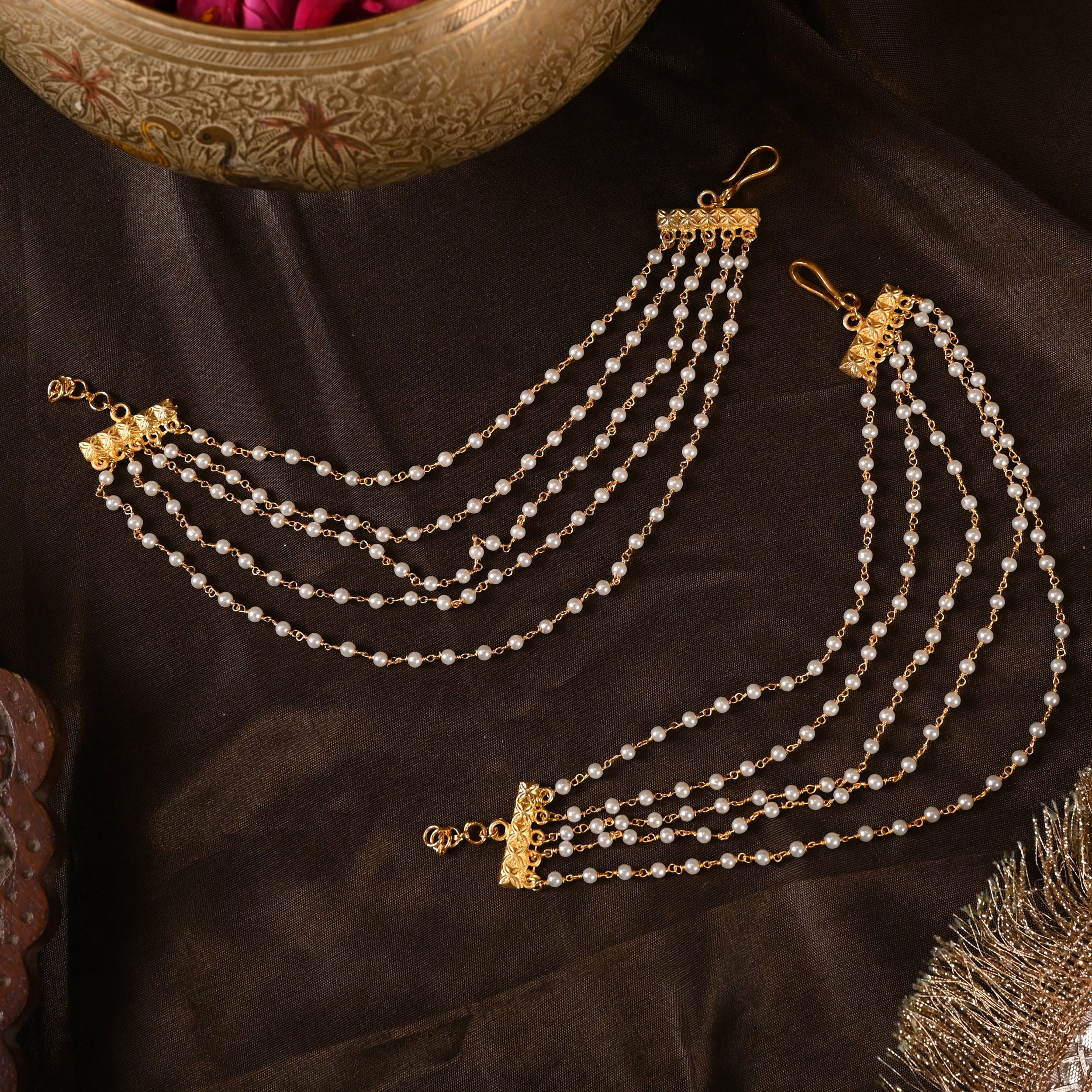 SJKC0002- White Colour Gold Plated Jadau Kundan kanchain