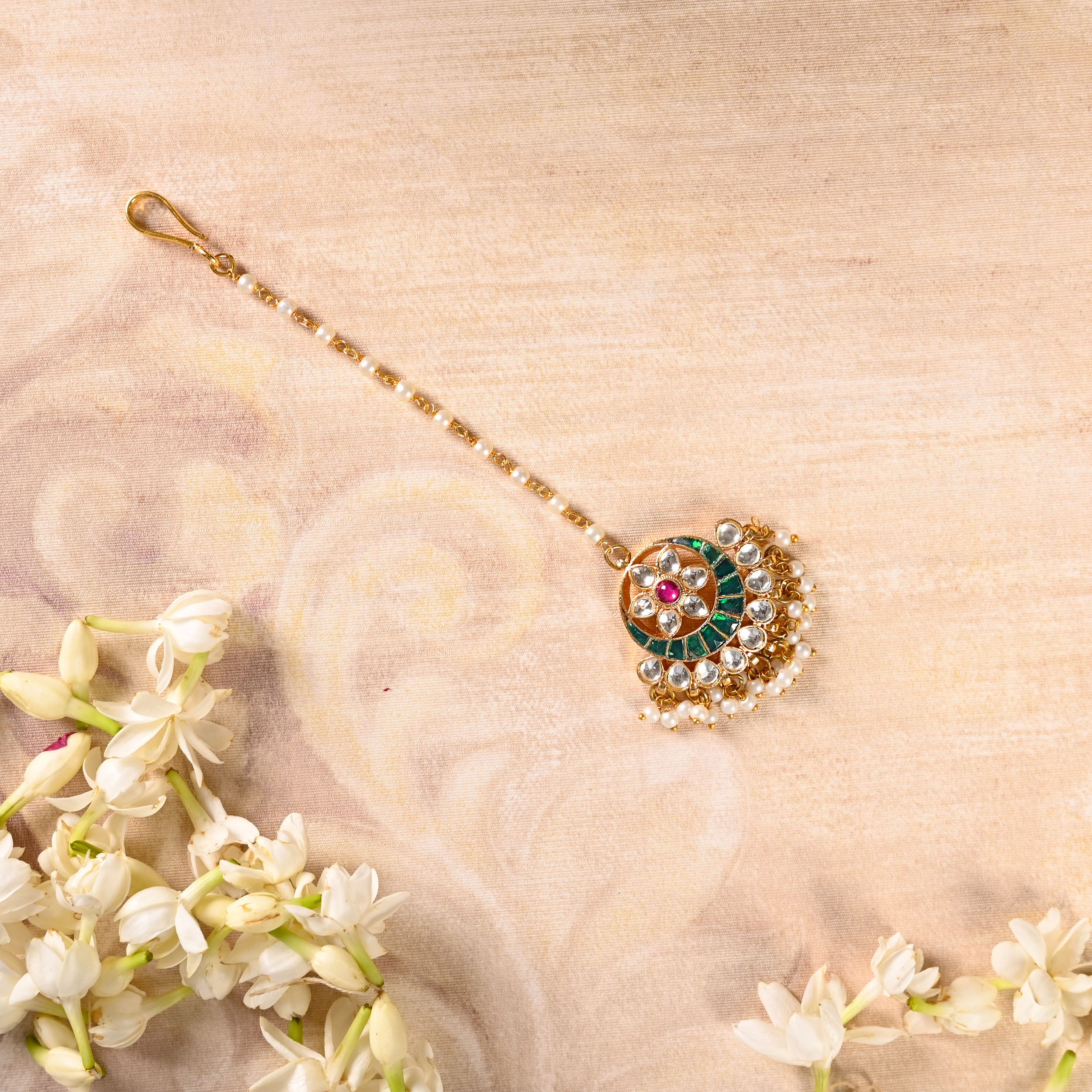 SJT1013- Multi Colour Gold Plated Jadau Kundan Maang Tika