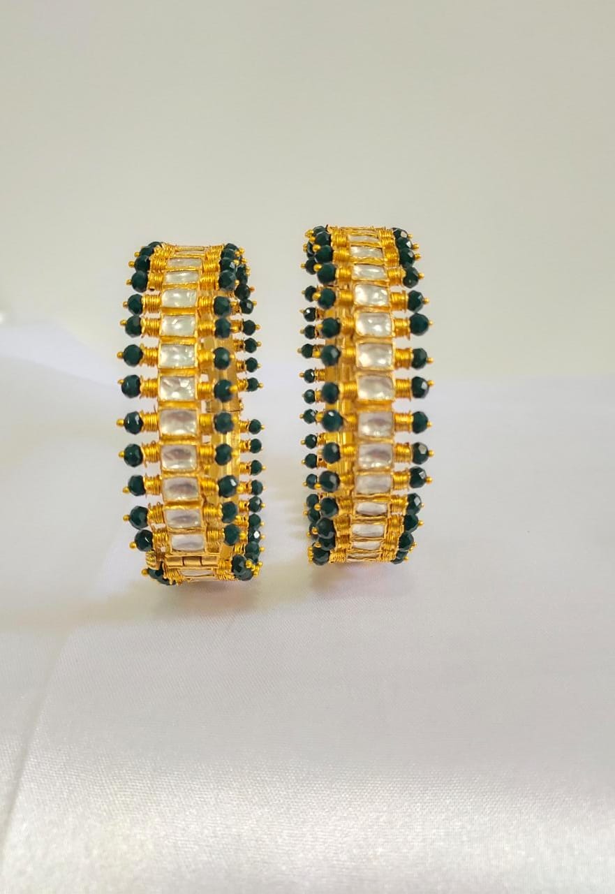 Farouk Kundan Green Bangles