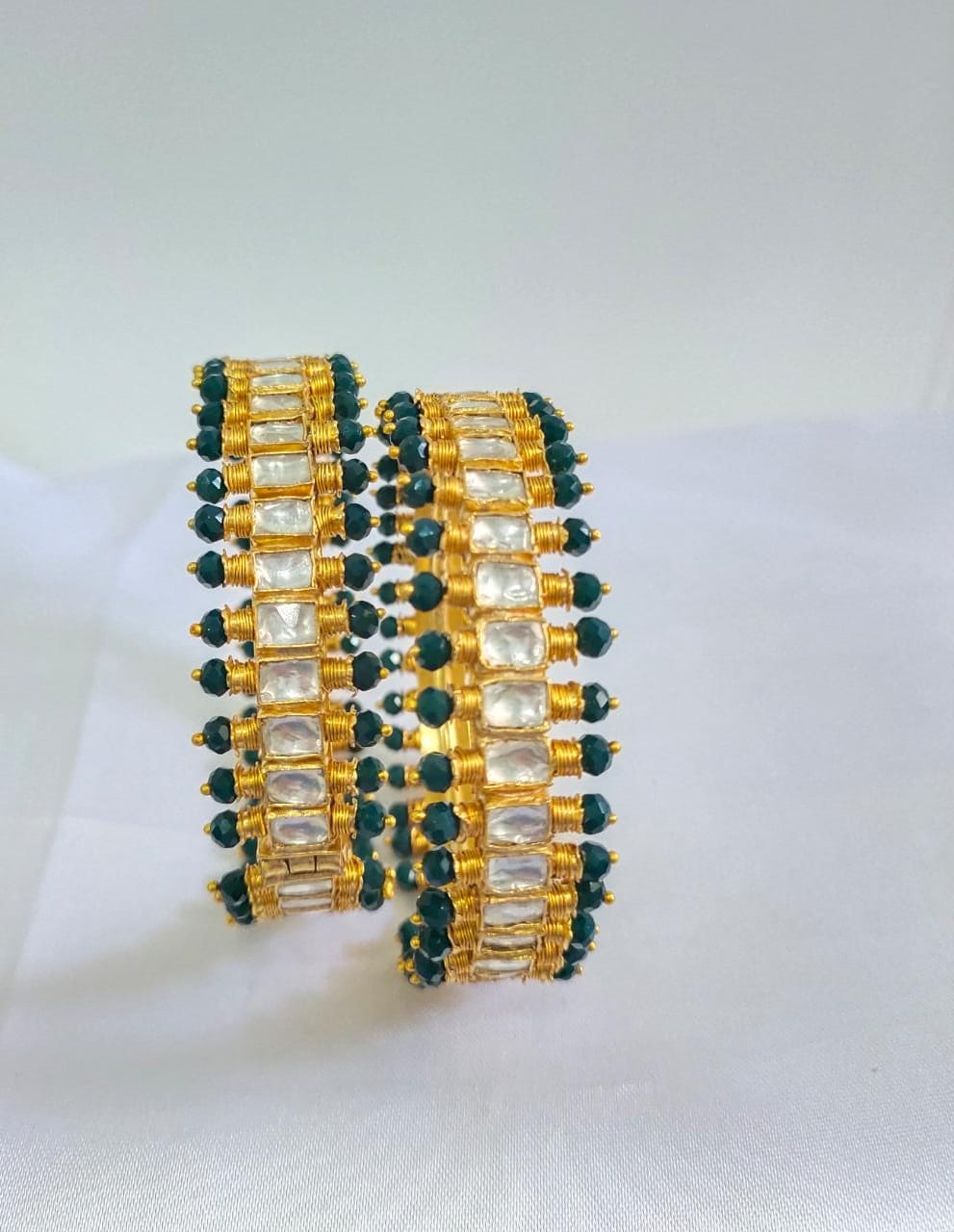 Farouk Kundan Green Bangles