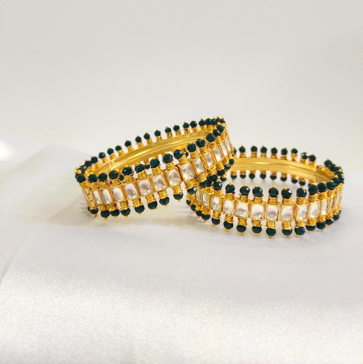 Farouk Kundan Green Bangles