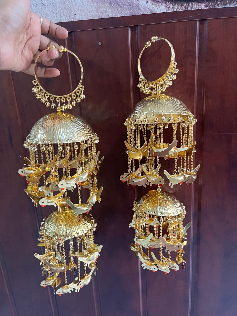 Mahie Luxurious Gold Pated Bridal Kaleera with Dangling Charms