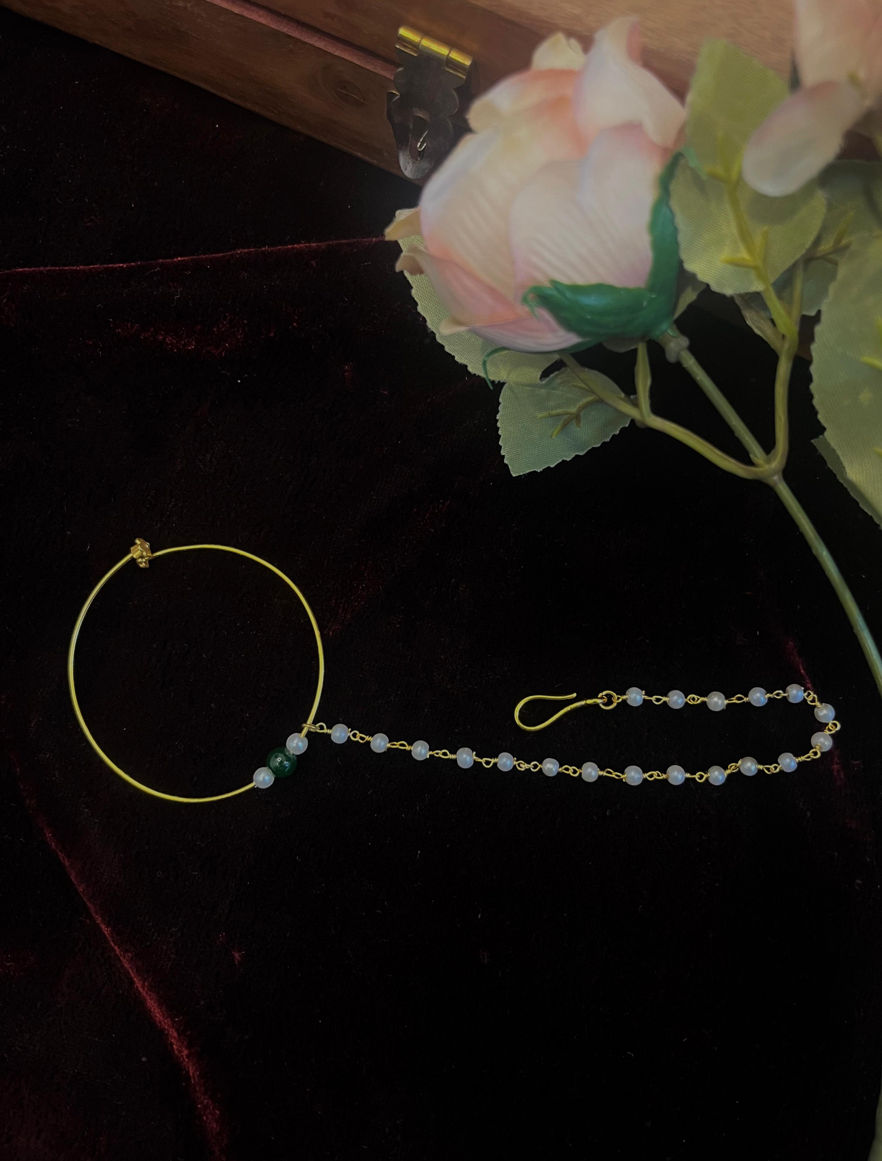 Aditi Rao Hydari Style White Colour Necklace Set with Mathapatti and Nath