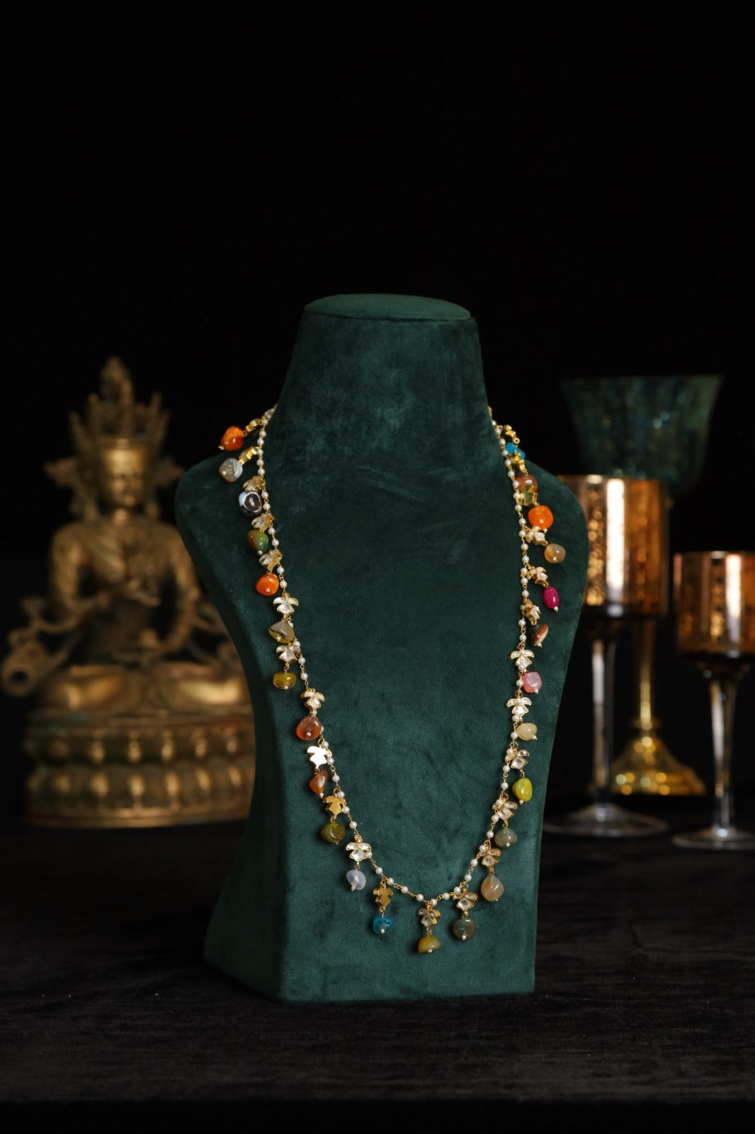SJN1167- Multi Colour Gold Plated Jadau Kundan Pendant