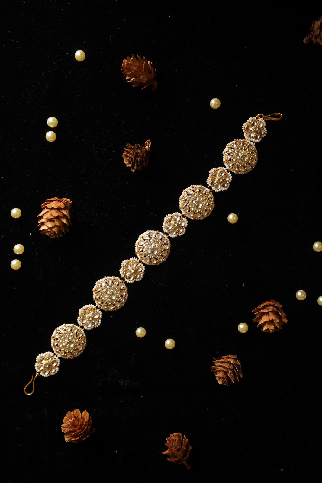 SJHB1028- White Colour Gold Plated Jadau Kundan Headband