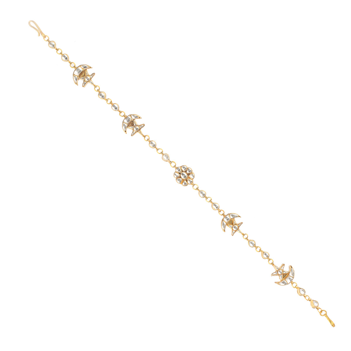 SJH009-White Color Gold Plated Kundan Headband/Sheeshphool | Bridal Wear