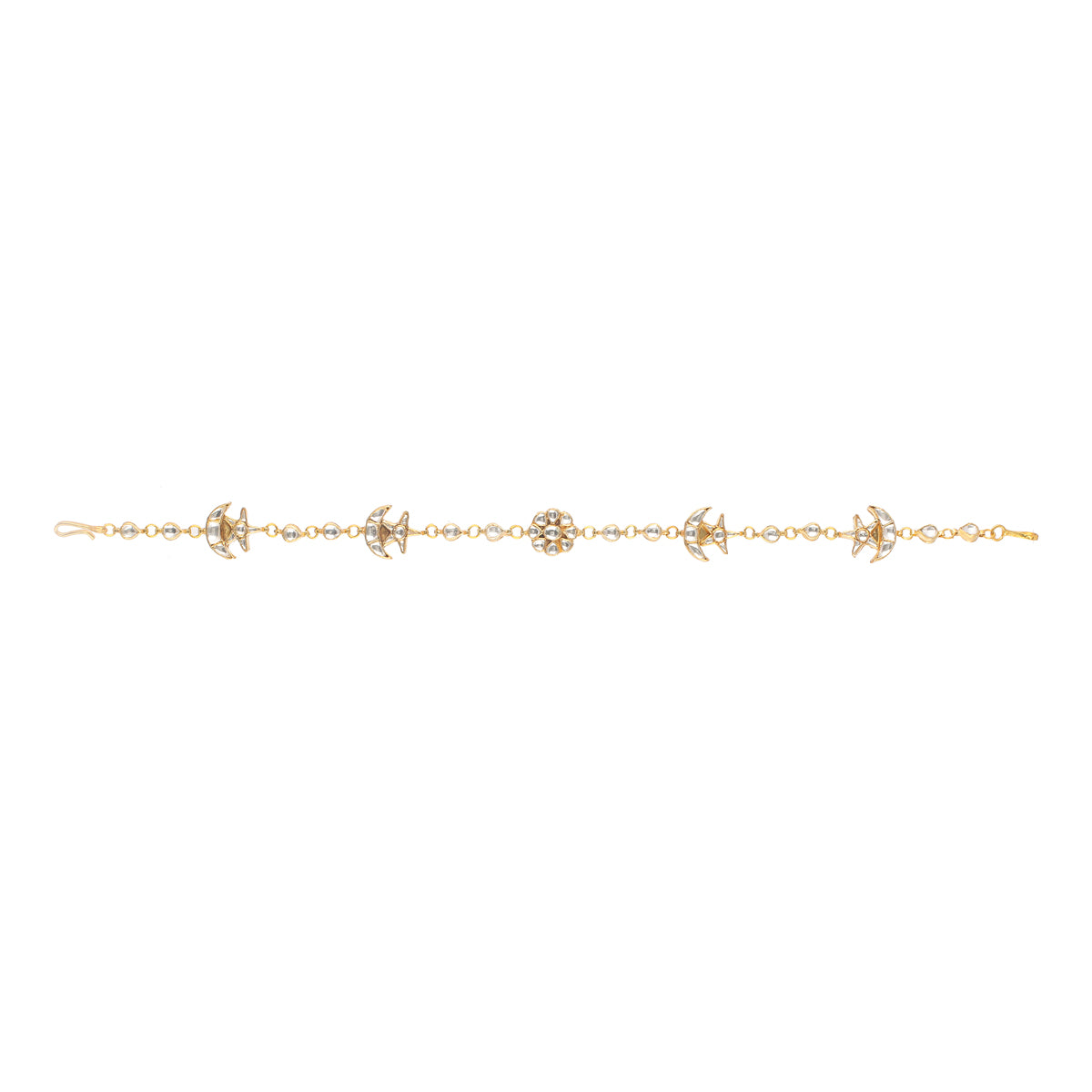 SJH009-White Color Gold Plated Kundan Headband/Sheeshphool | Bridal Wear
